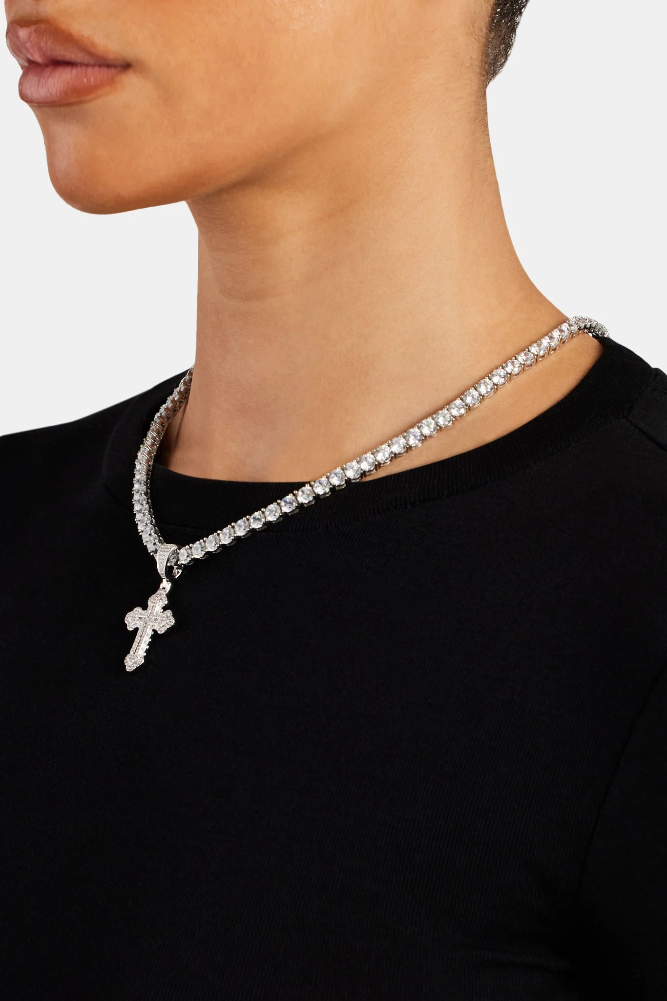 40mm Micro Iced CZ Pave Cross Pendant - Image 5