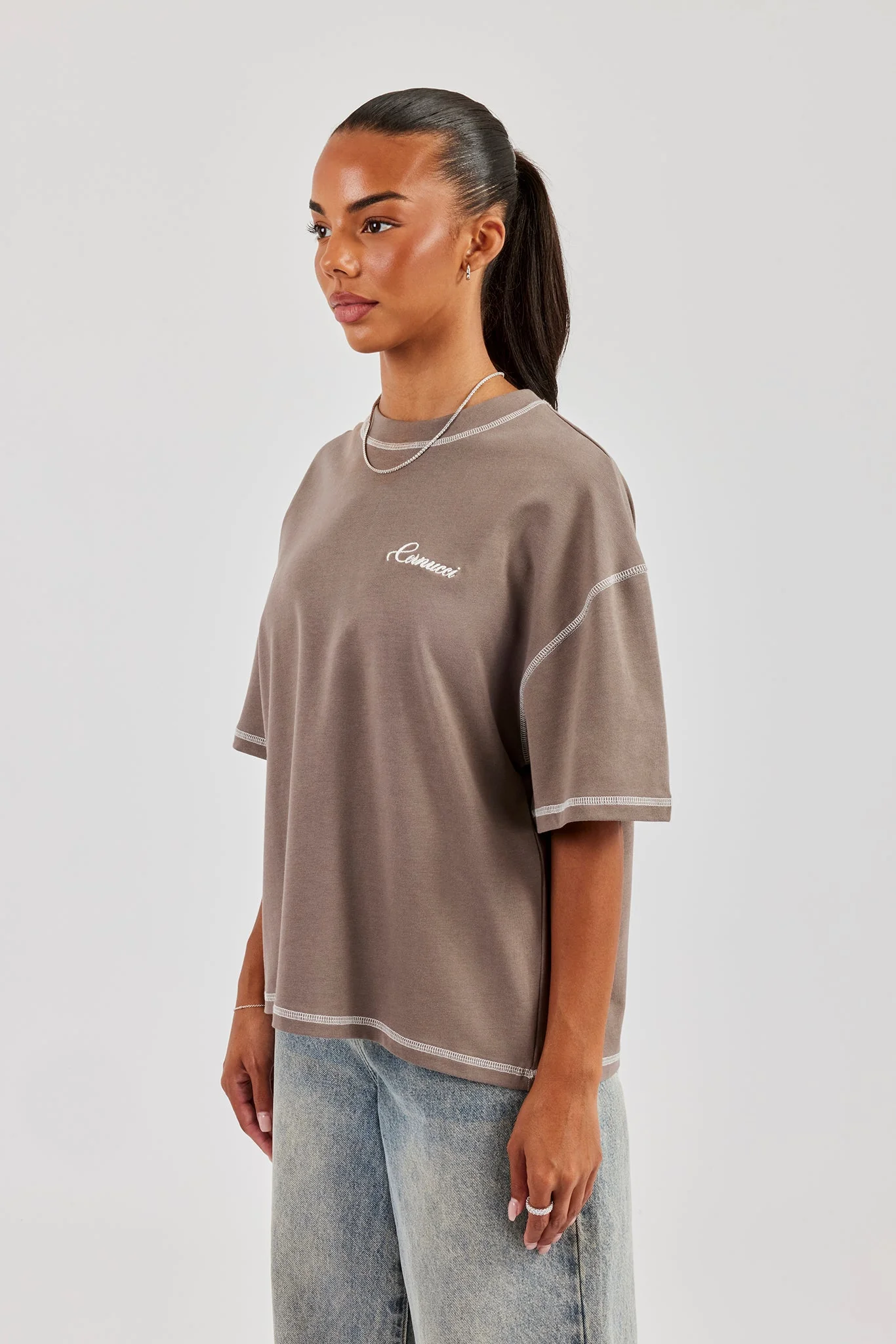 444 Cherub Oversized T-Shirt - Taupe - Image 3