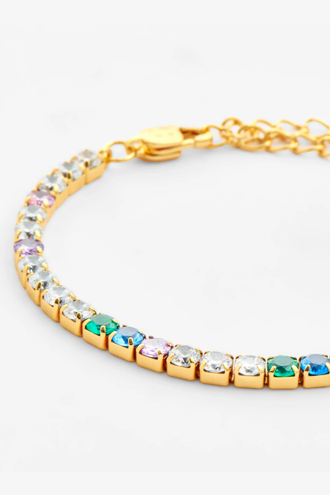 4mm Iced Multi Colour Tennis Bracelet - Gold - Image 3