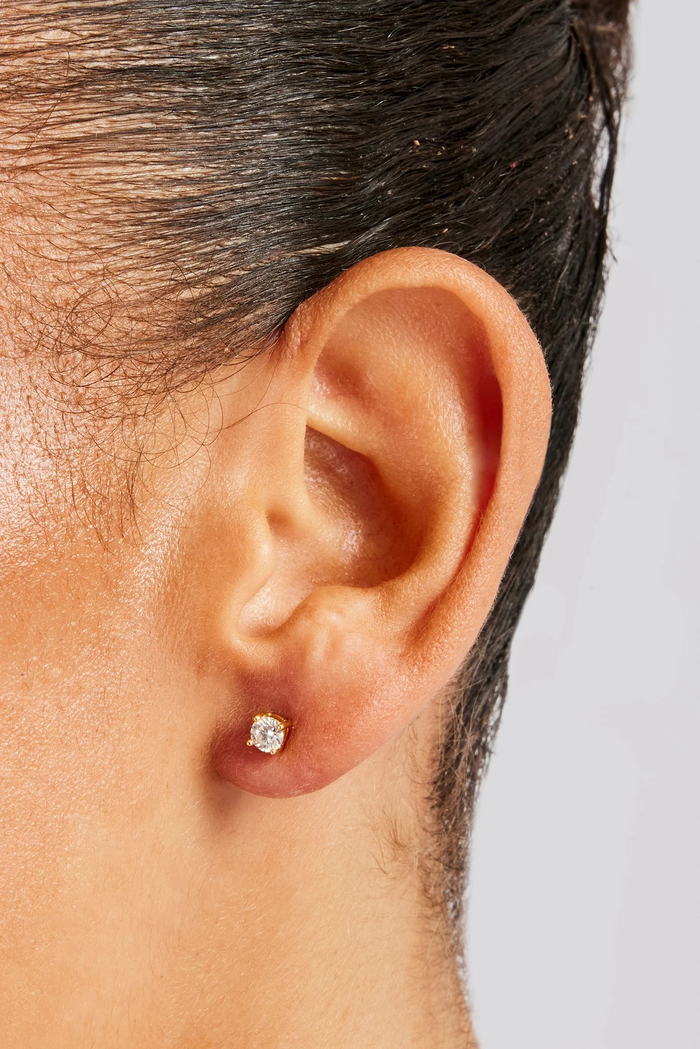 4mm Moissanite Vermeil Stud Earrings - Gold - Image 2