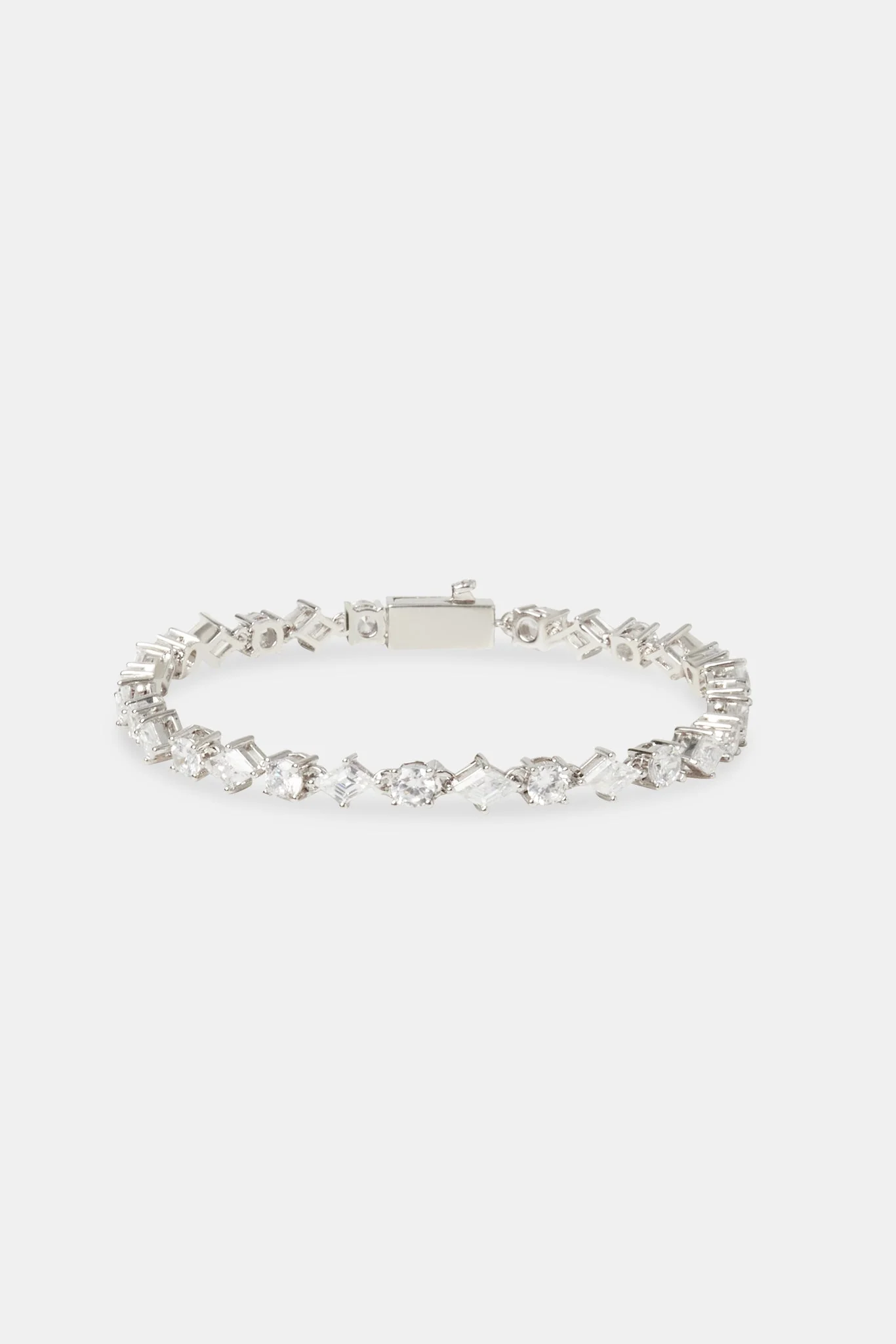 4mm Round & Diamond Cluster Tennis Bracelet - Image 2