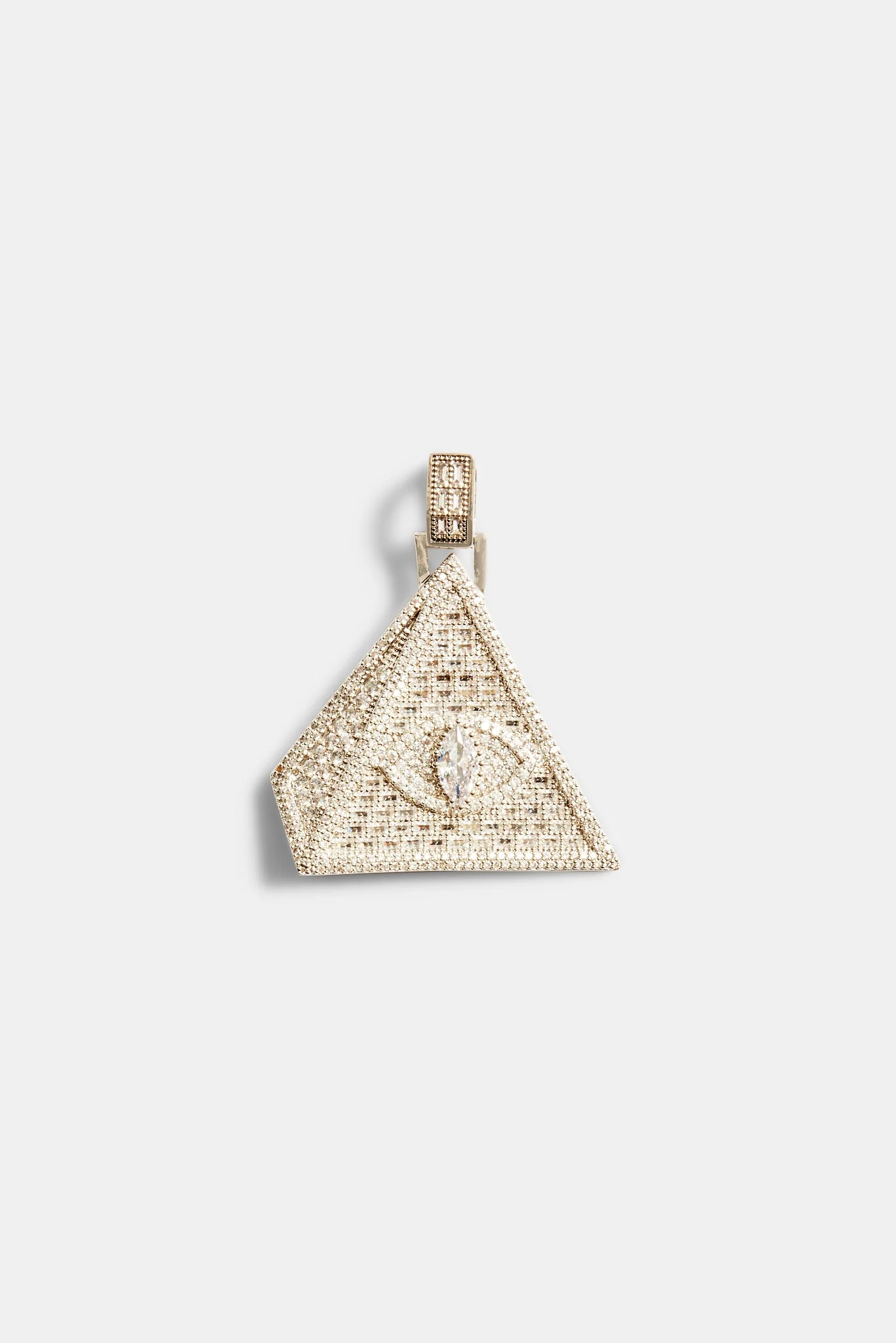 50mm Iced Baguette CZ Pyramid Pendant - Image 2