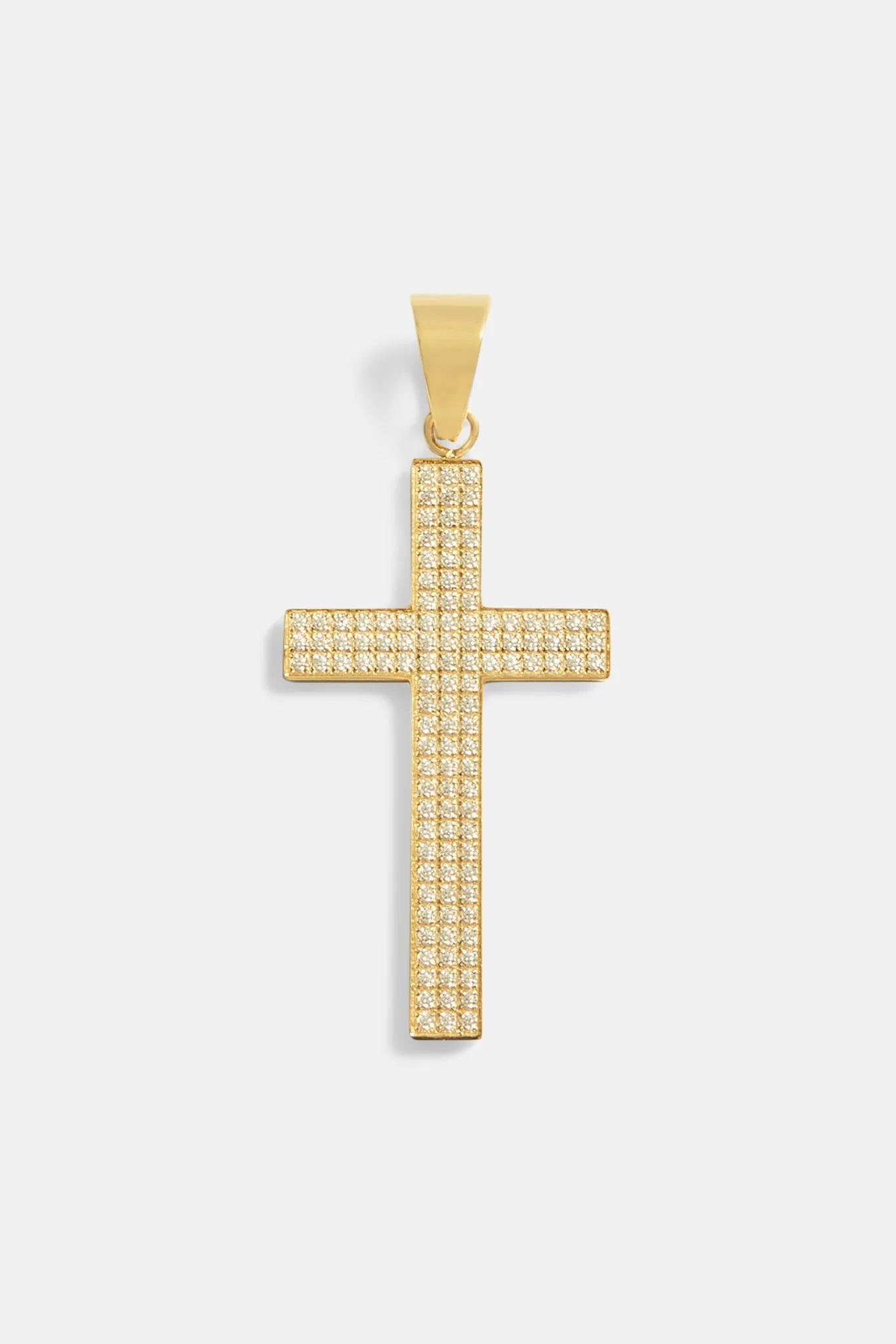 50mm Iced CZ Large Gold Plated Cross Pendant - Image 2