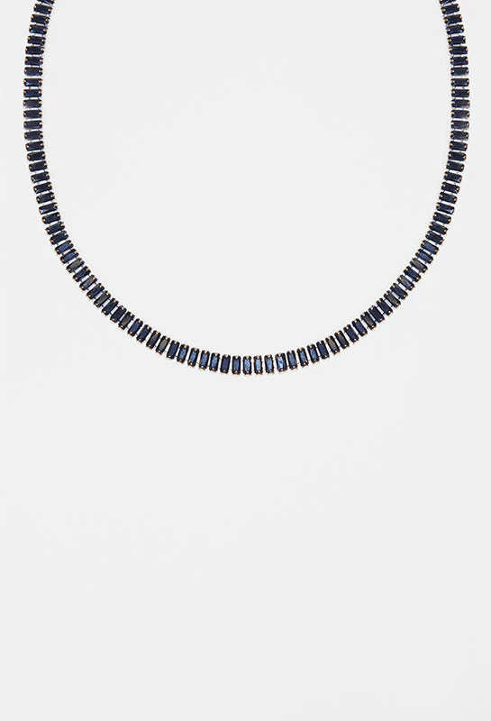 5mm Black Baguette Tennis Chain - Gold - Image 2