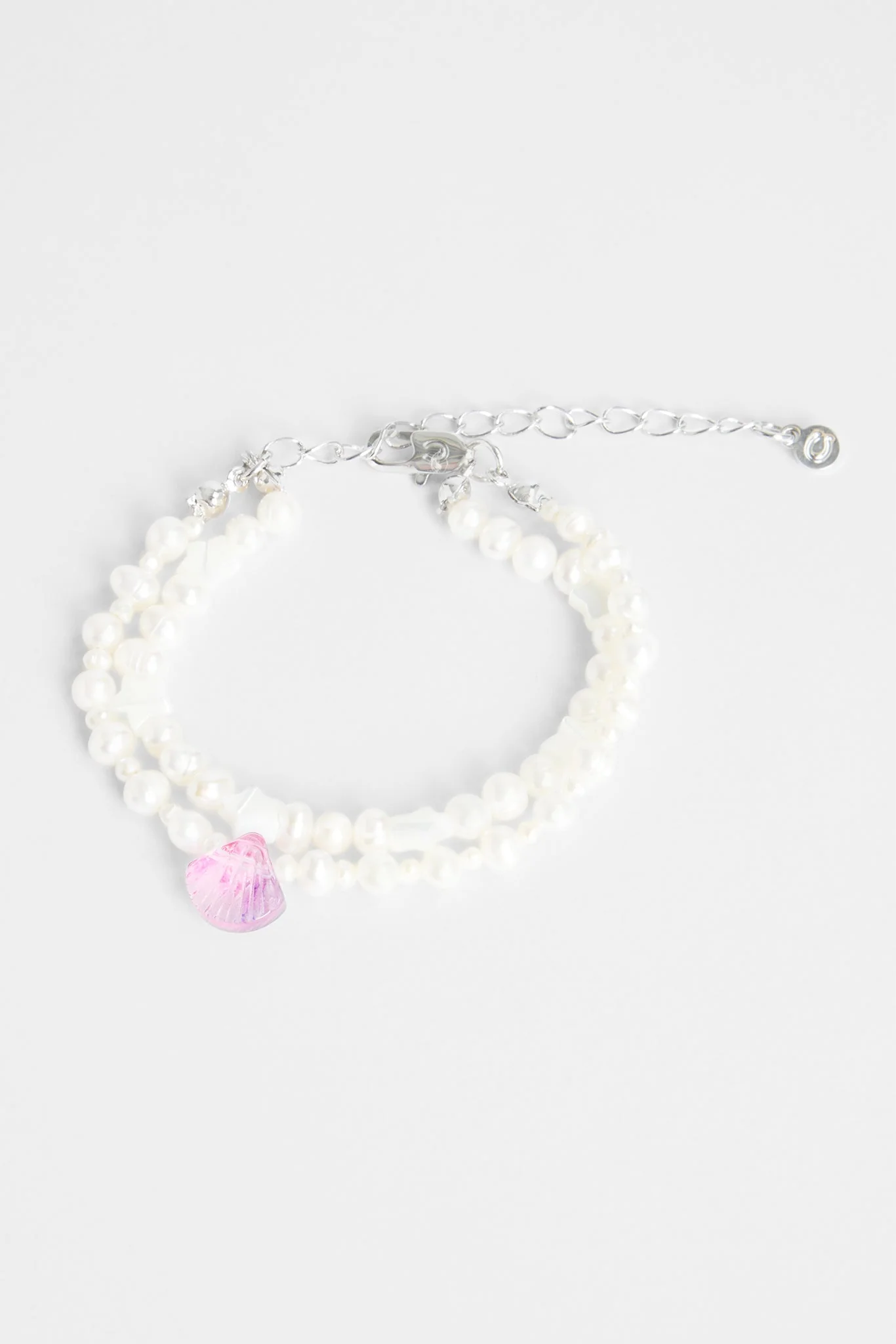 5mm Double Layer Star & Shell Charm Freshwater Pearl Bracelet - Image 2