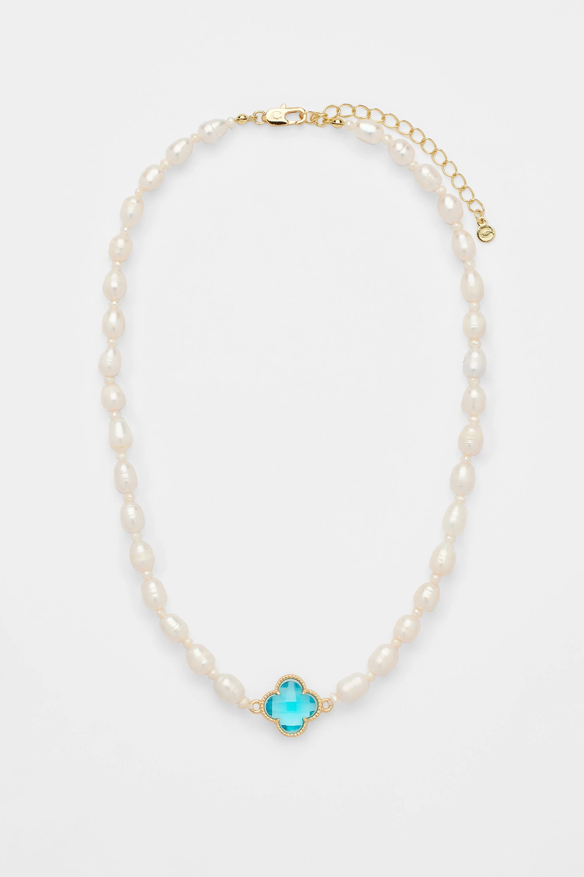 5mm Freshwater Pearl Blue Motif Necklace