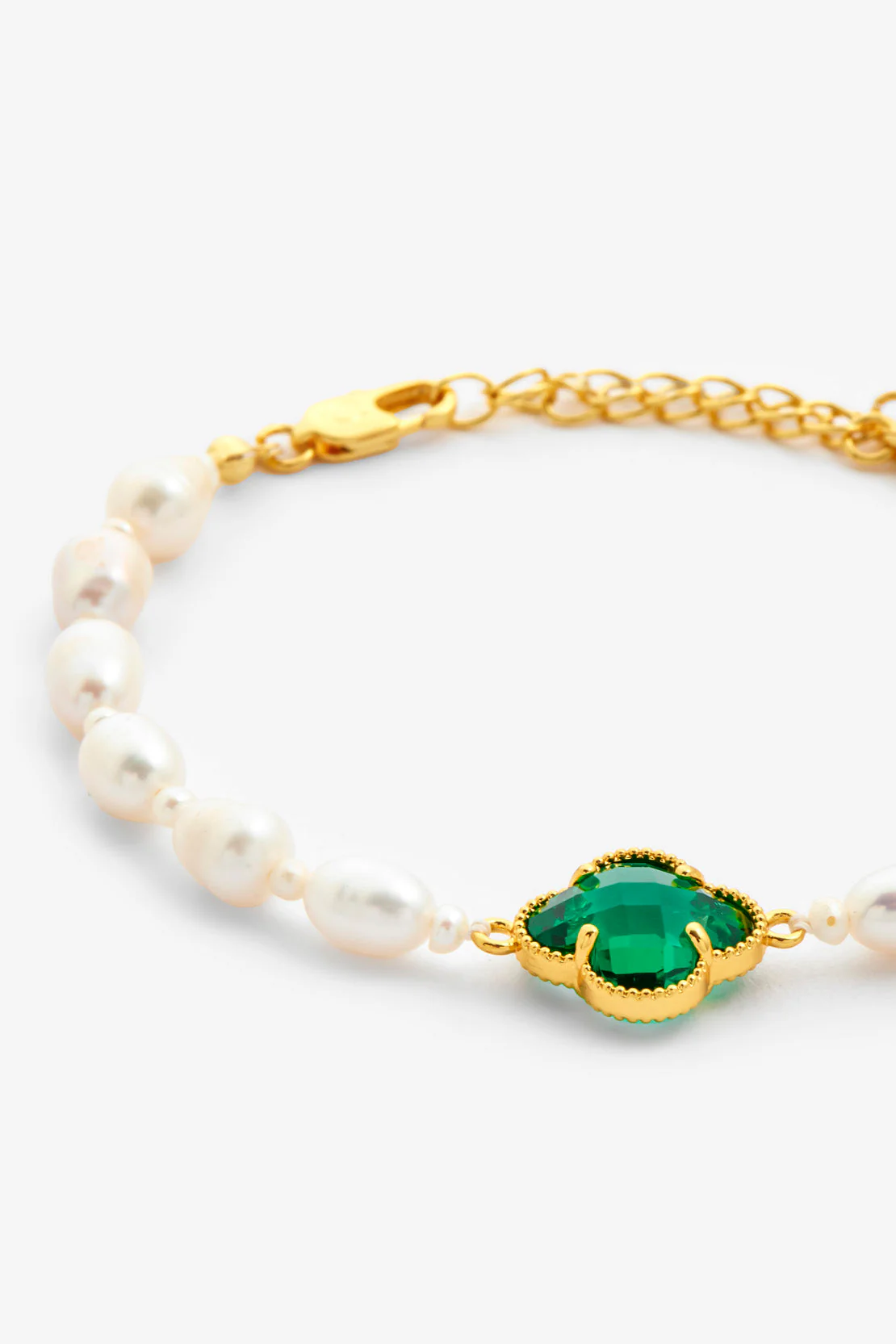 5mm Freshwater Pearl Green Motif Bracelet - Image 2