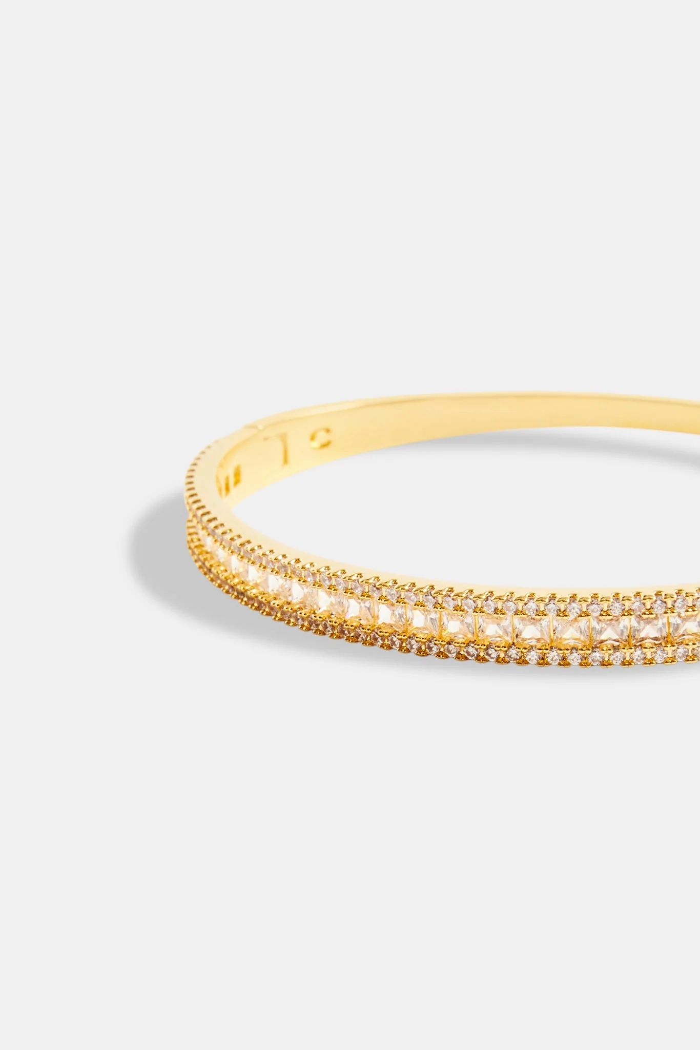 5mm Gold Plated Iced Baguette CZ Bangle - Image 3