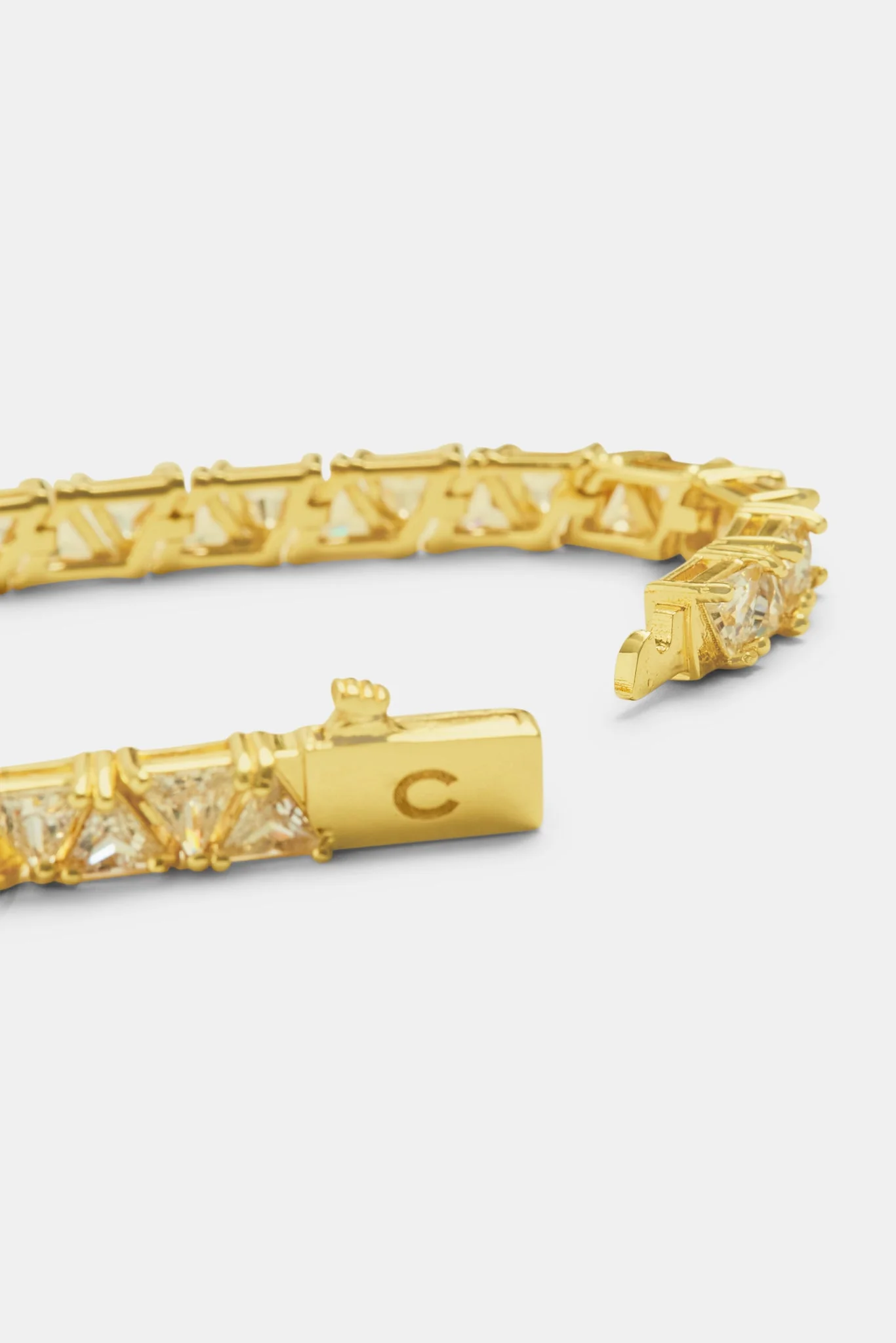 5mm Gold Plated Iced CZ Triangle Cut Tennis Bracelet - Image 3