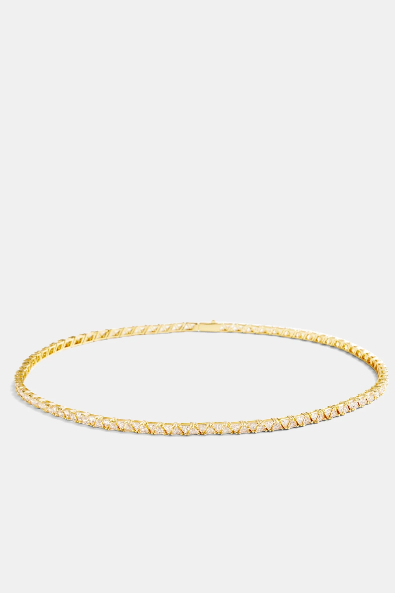 5mm Gold Plated Iced CZ Triangle Cut Tennis Chain - Image 3