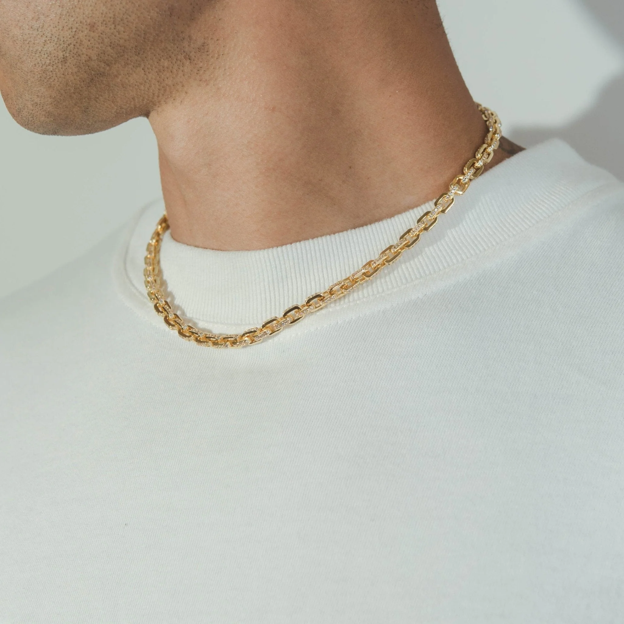 5mm Iced Box Chain - Gold - Image 3