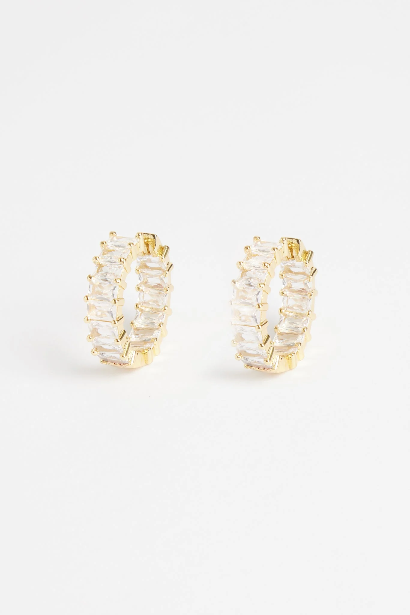 5mm Iced Clear Round Tennis Earrings - Gold