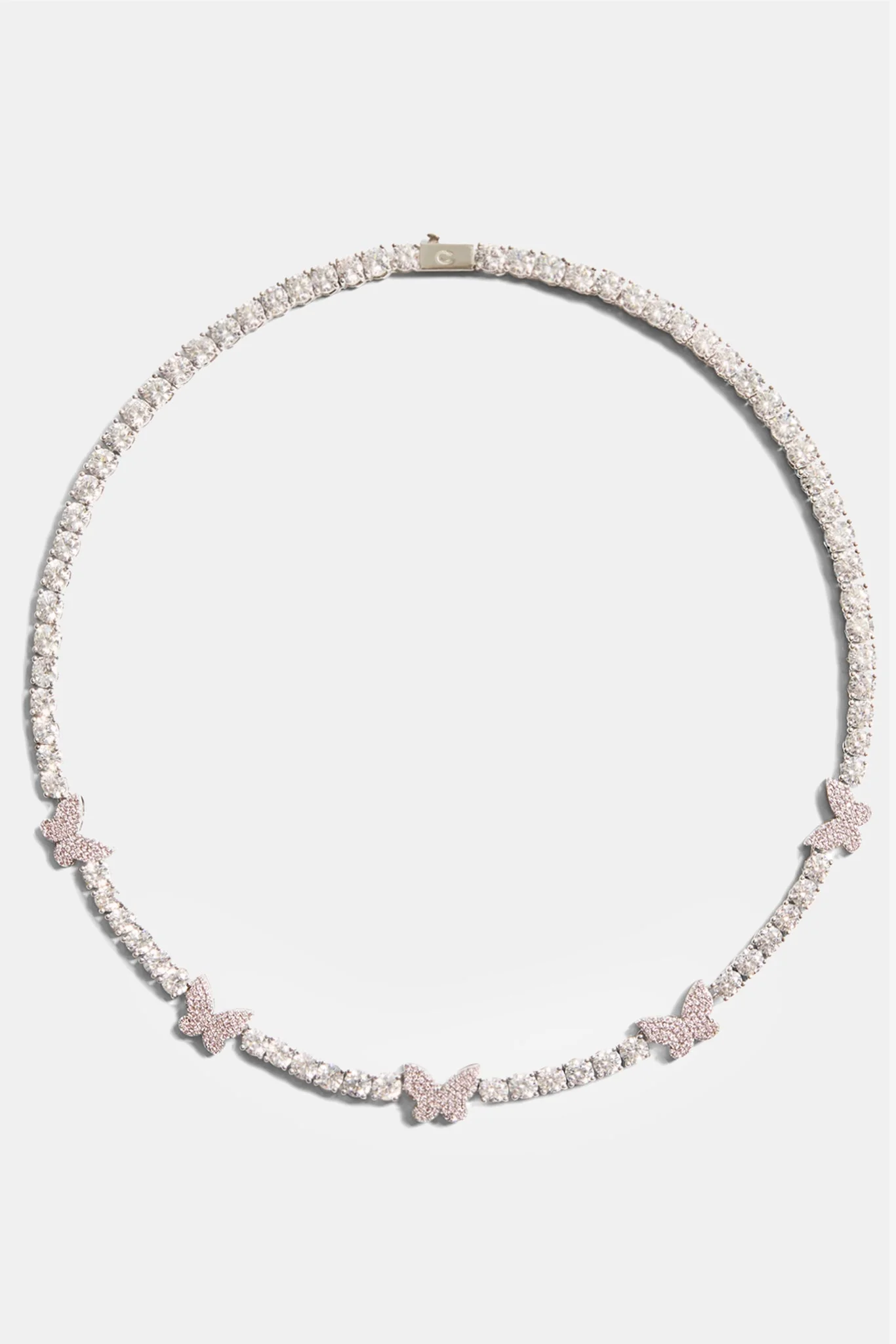 5mm Iced Pink Cz Butterfly Tennis Necklace - Image 3