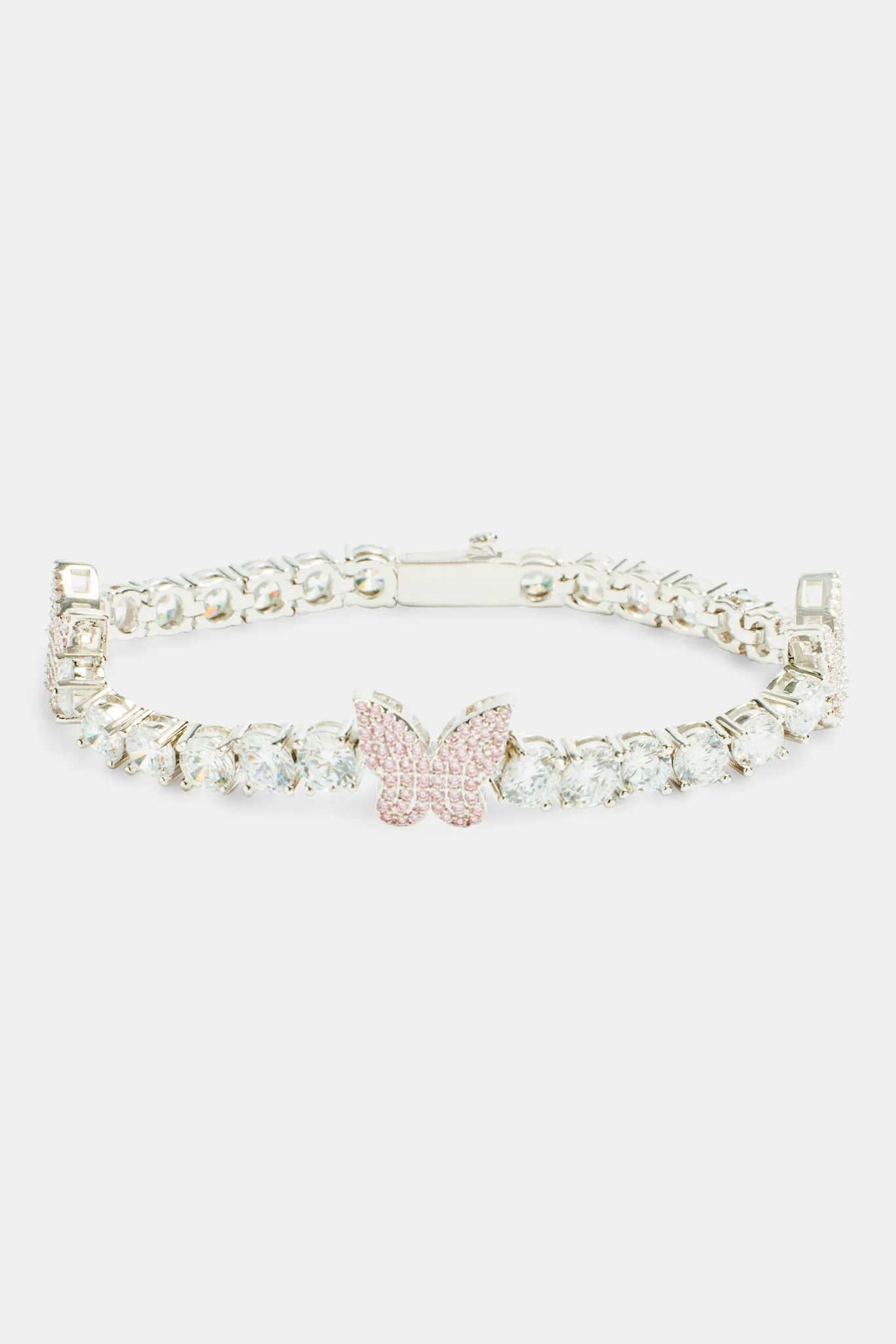 5mm Iced Pink Cz Tennis Butterfly Bracelet - Image 2