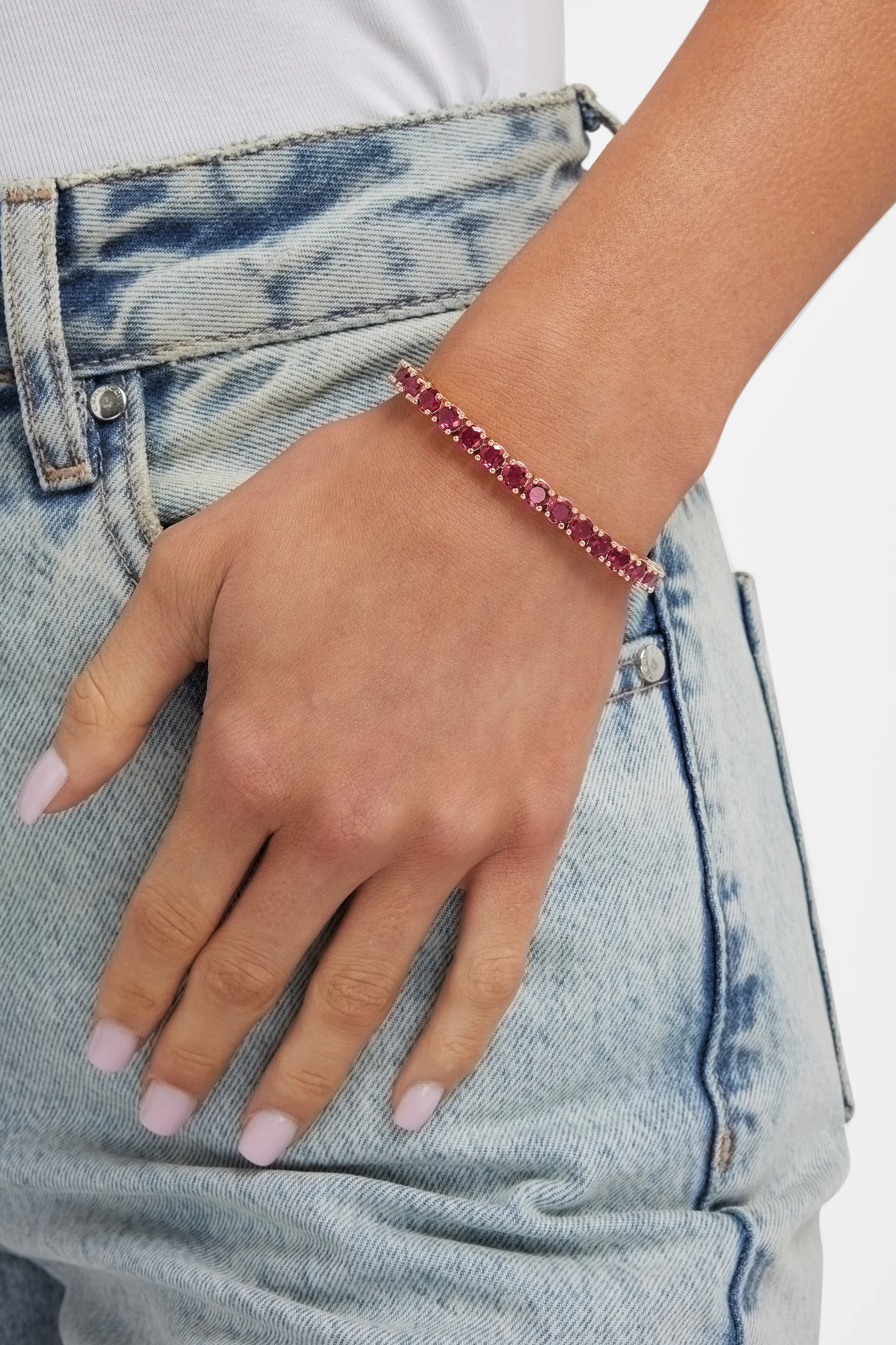 5mm Tennis Bracelet - Pink - Image 3