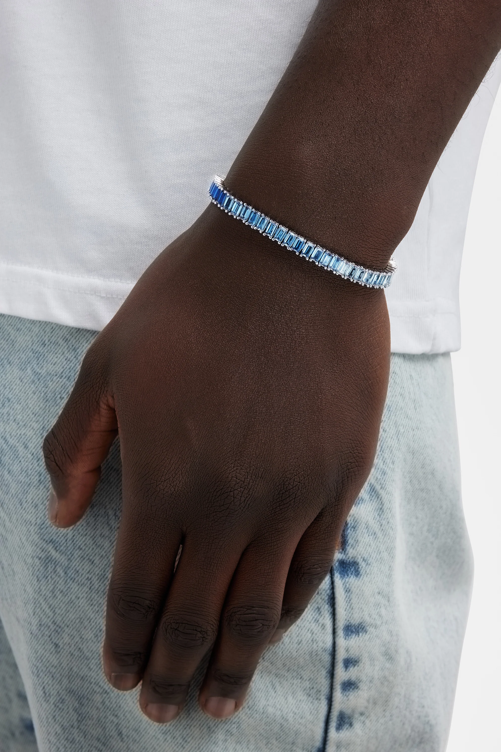 6mm Blue Ombre Tennis Baguette Chain + Bracelet Bundle - Image 3
