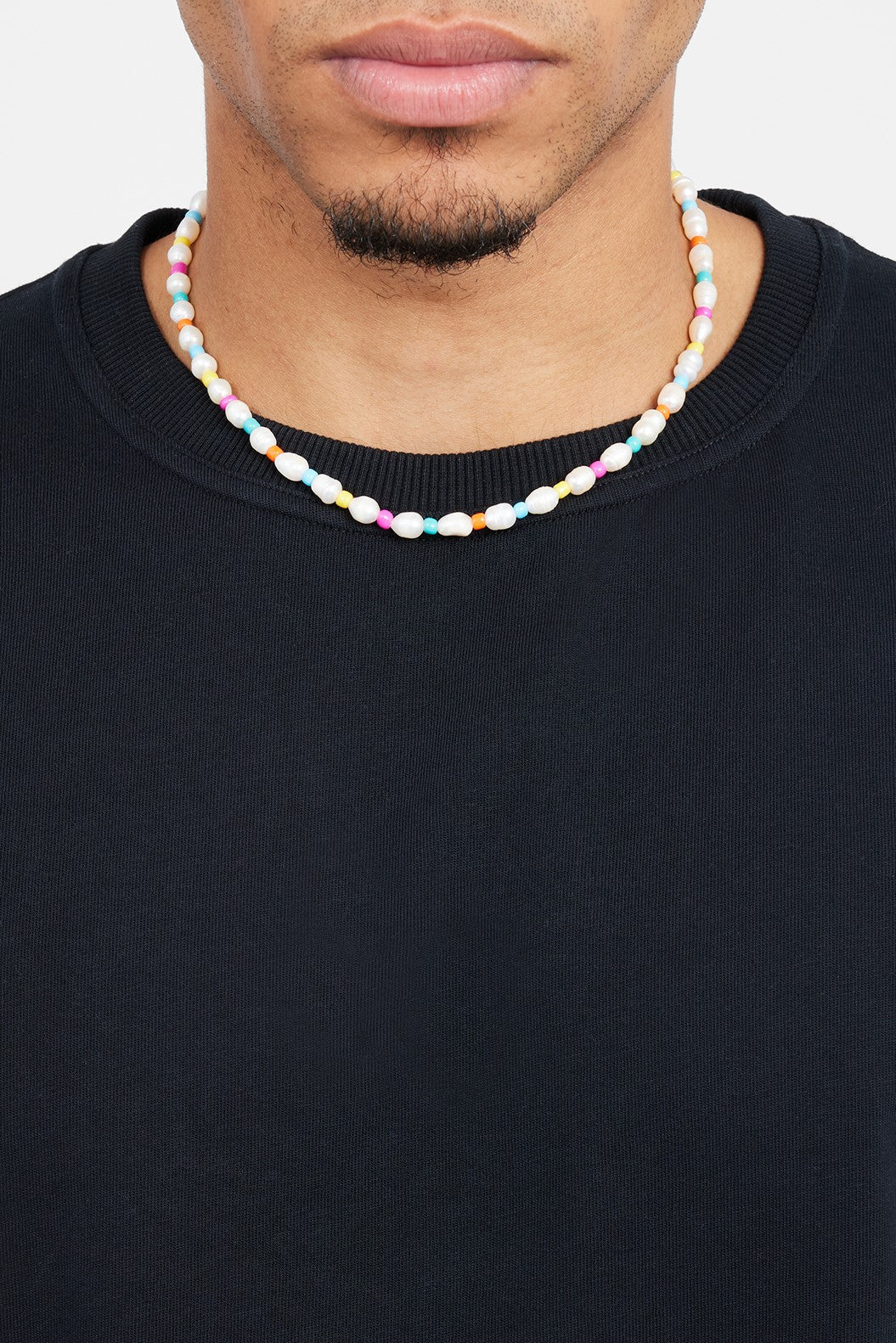 6mm Colourful Bead & Freshwater Pearl Necklace - Image 2