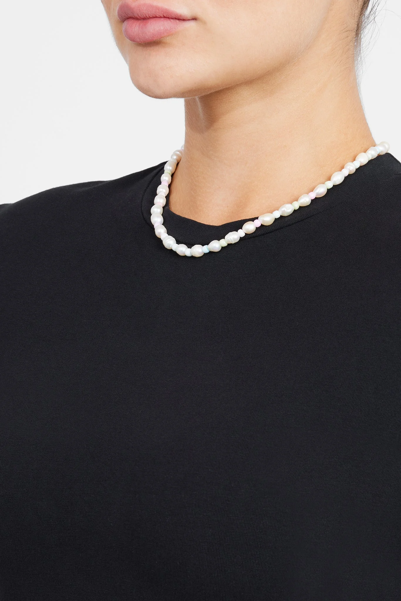 6mm Freshwater Pearl & Pastel Bead Necklace - Image 2