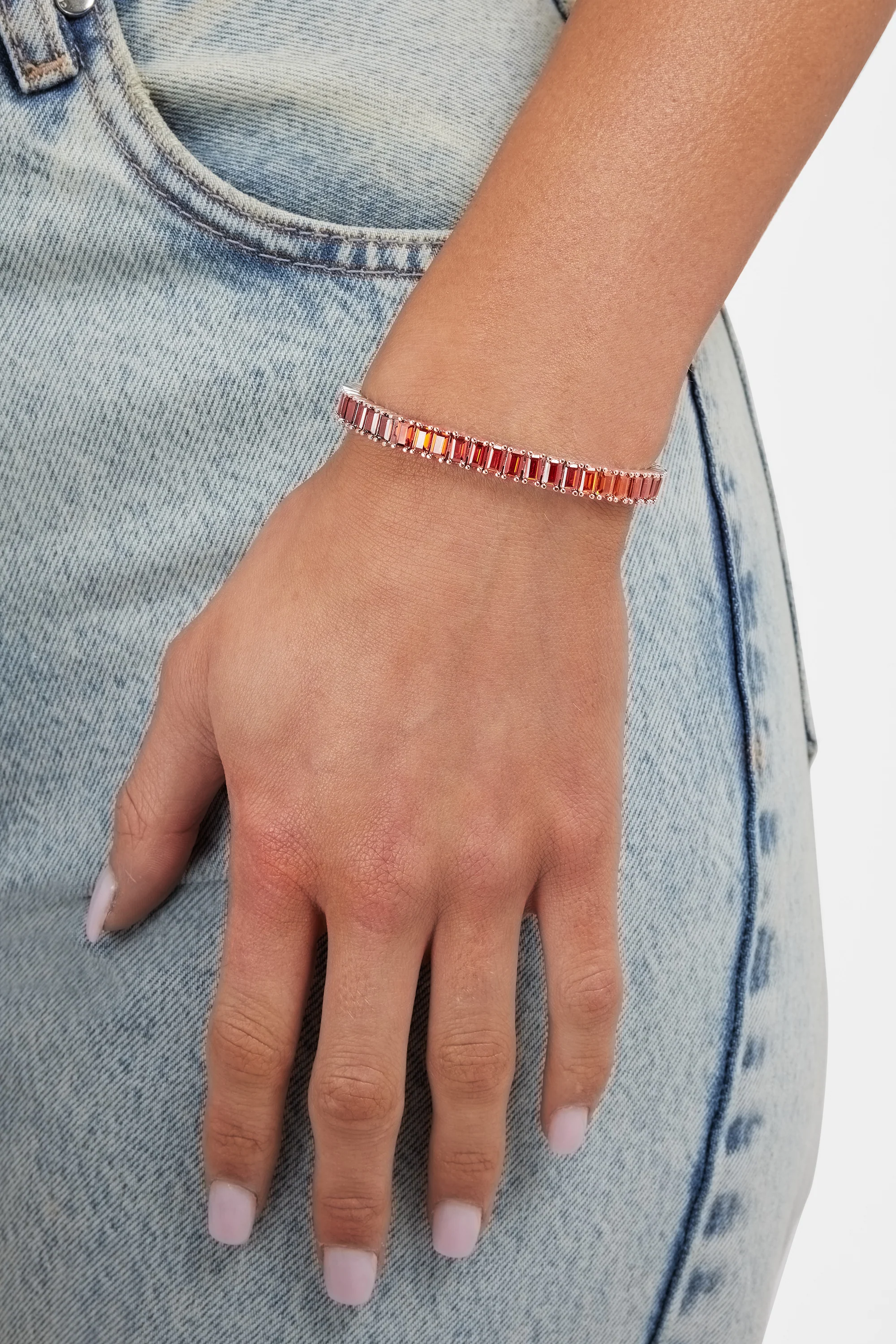 6mm Sunset Ombre Tennis Baguette Chain + Bracelet Bundle - Image 5