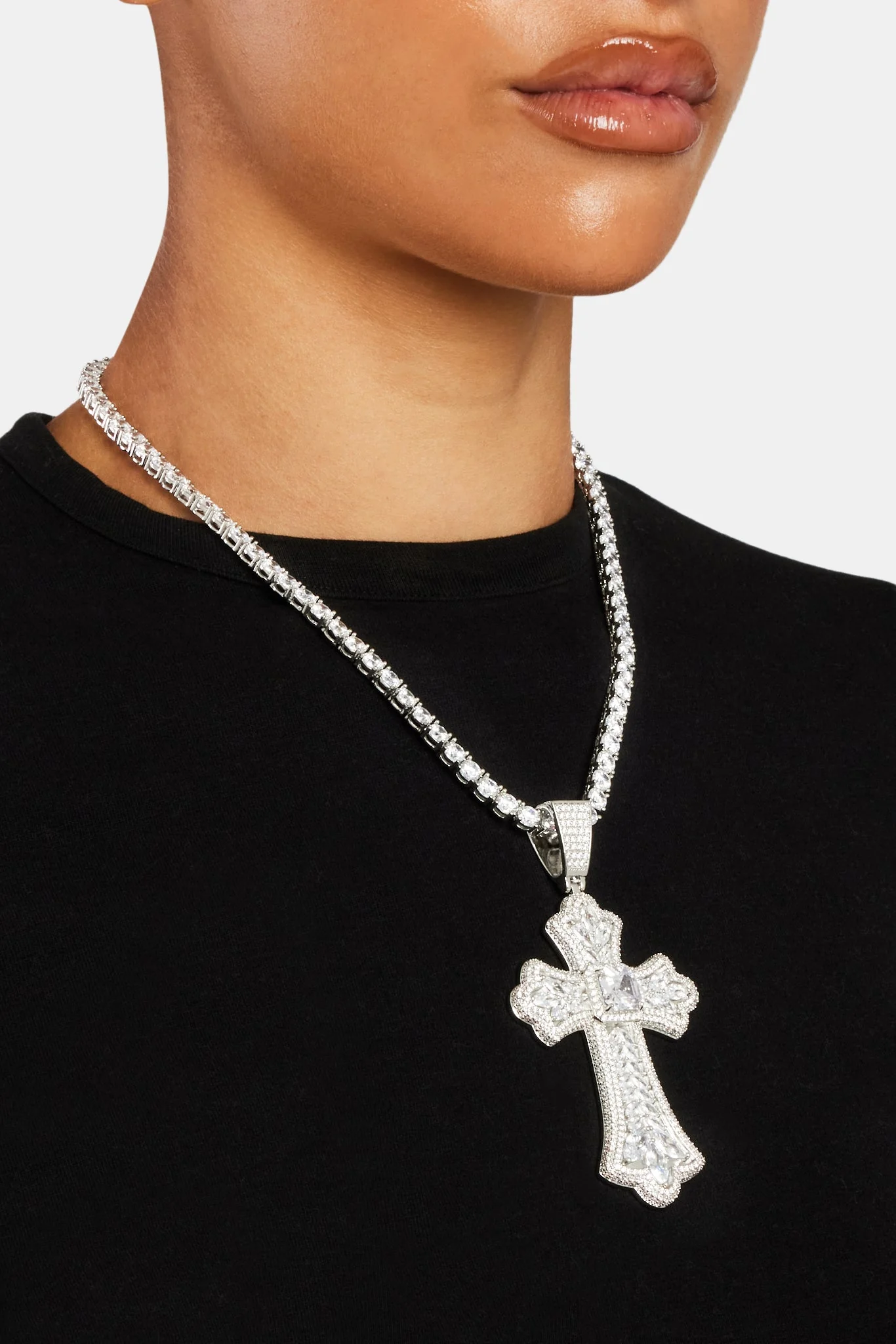75mm Iced Pear CZ Large Cross - Image 3