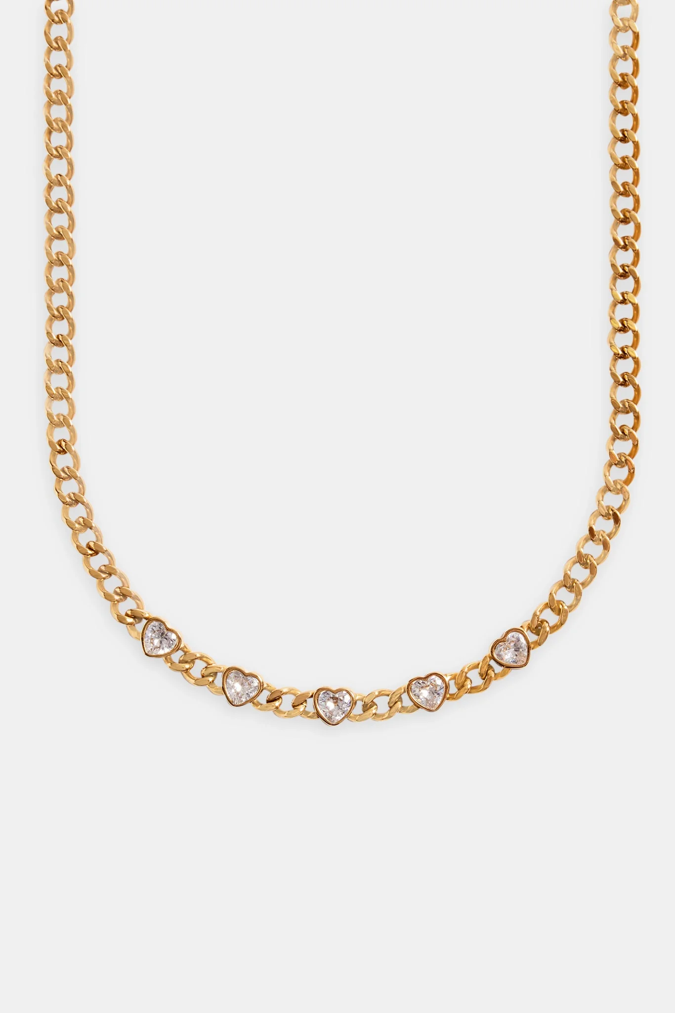 7mm Gold Plated CZ Heart Cuban Choker - Image 2