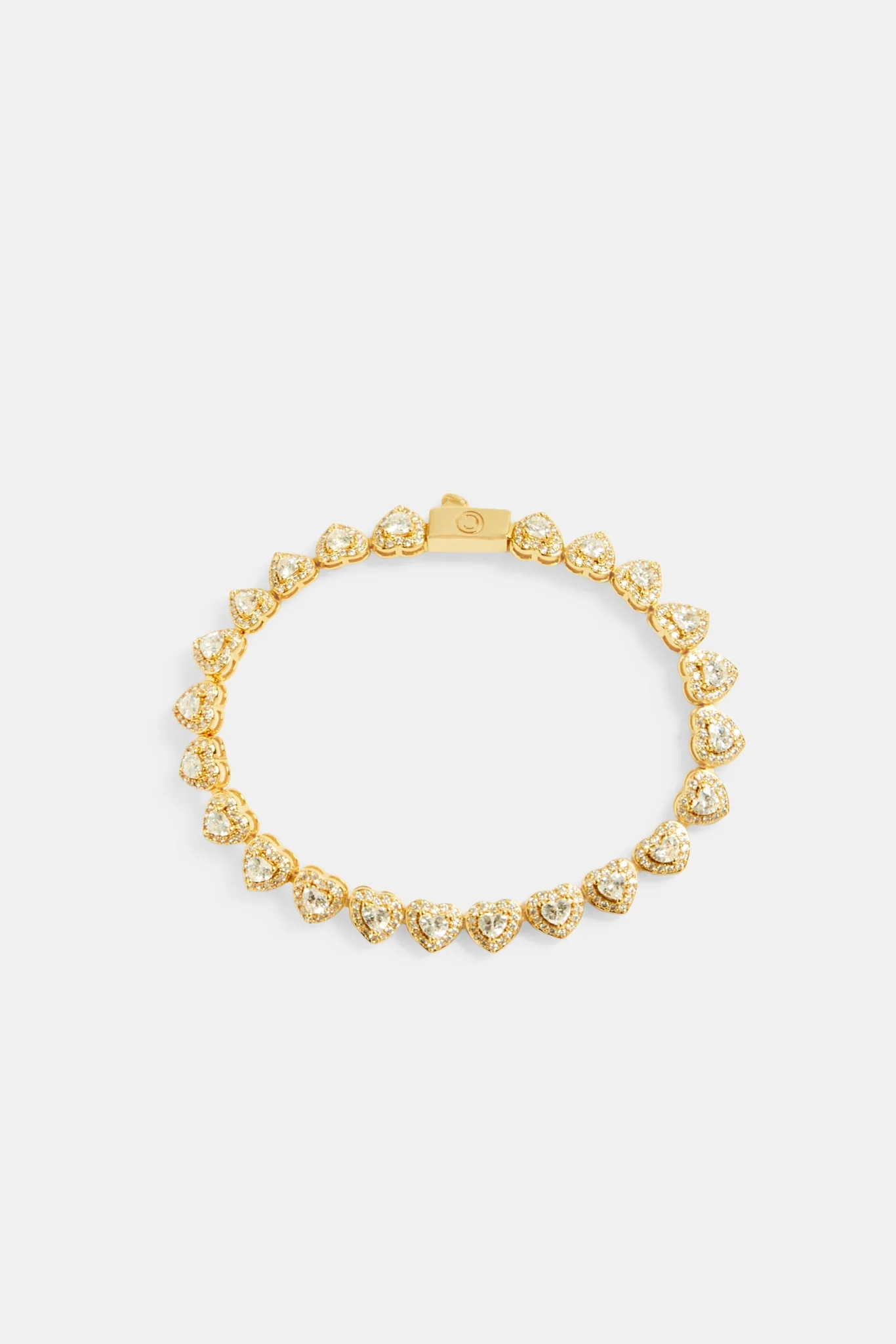 7mm Gold Plated Iced CZ Heart Tennis Bracelet - Image 2