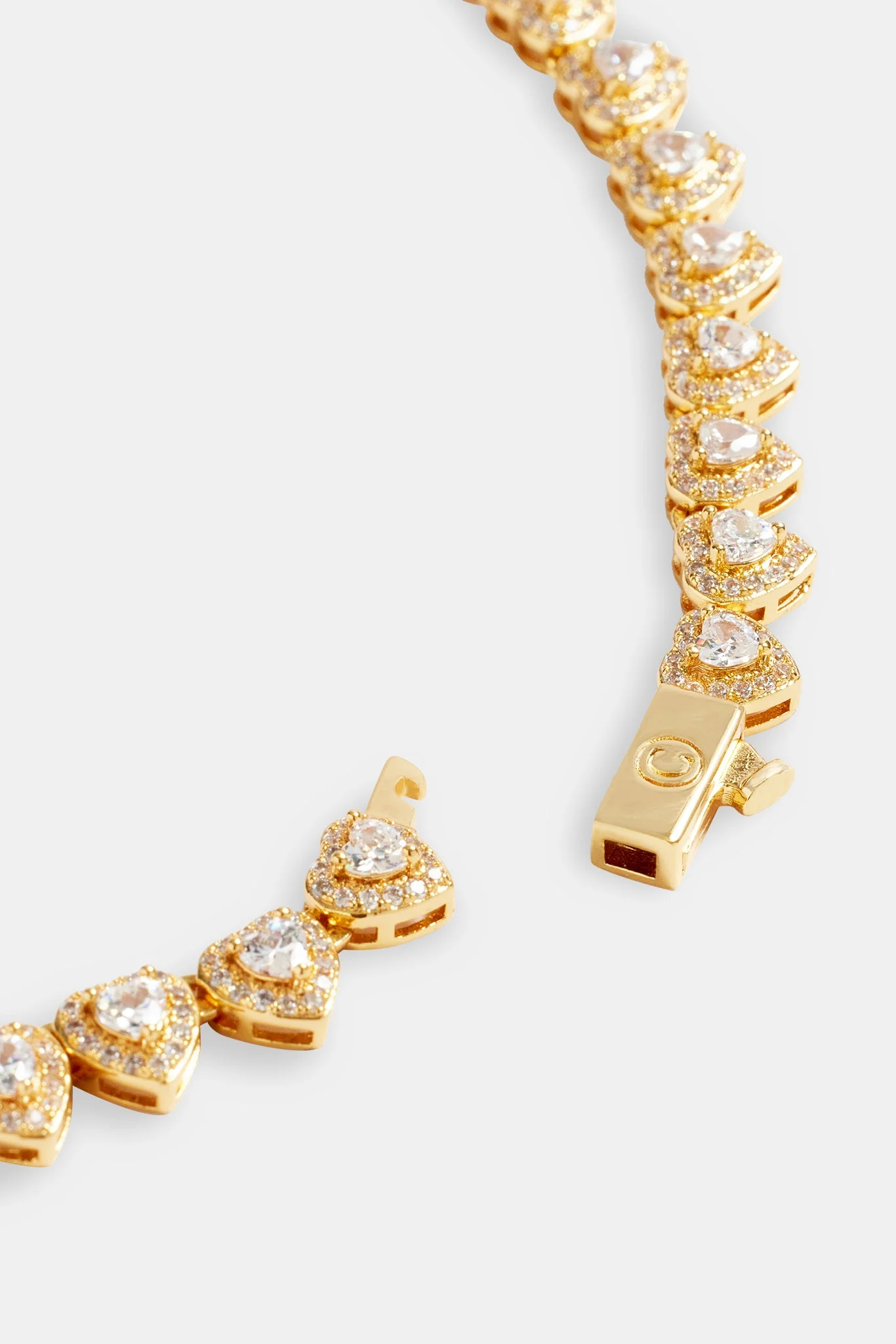 7mm Gold Plated Iced CZ Heart Tennis Necklace - Image 2