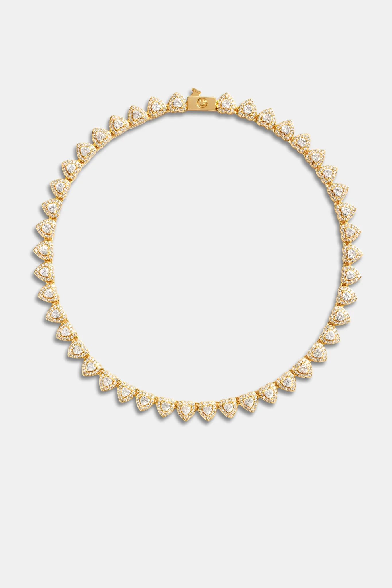 7mm Gold Plated Iced CZ Heart Tennis Necklace - Image 3
