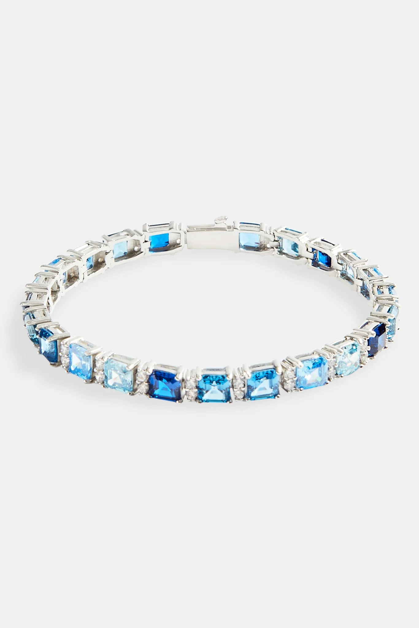 7mm Iced Blue CZ Square Tennis Bracelet - Image 2