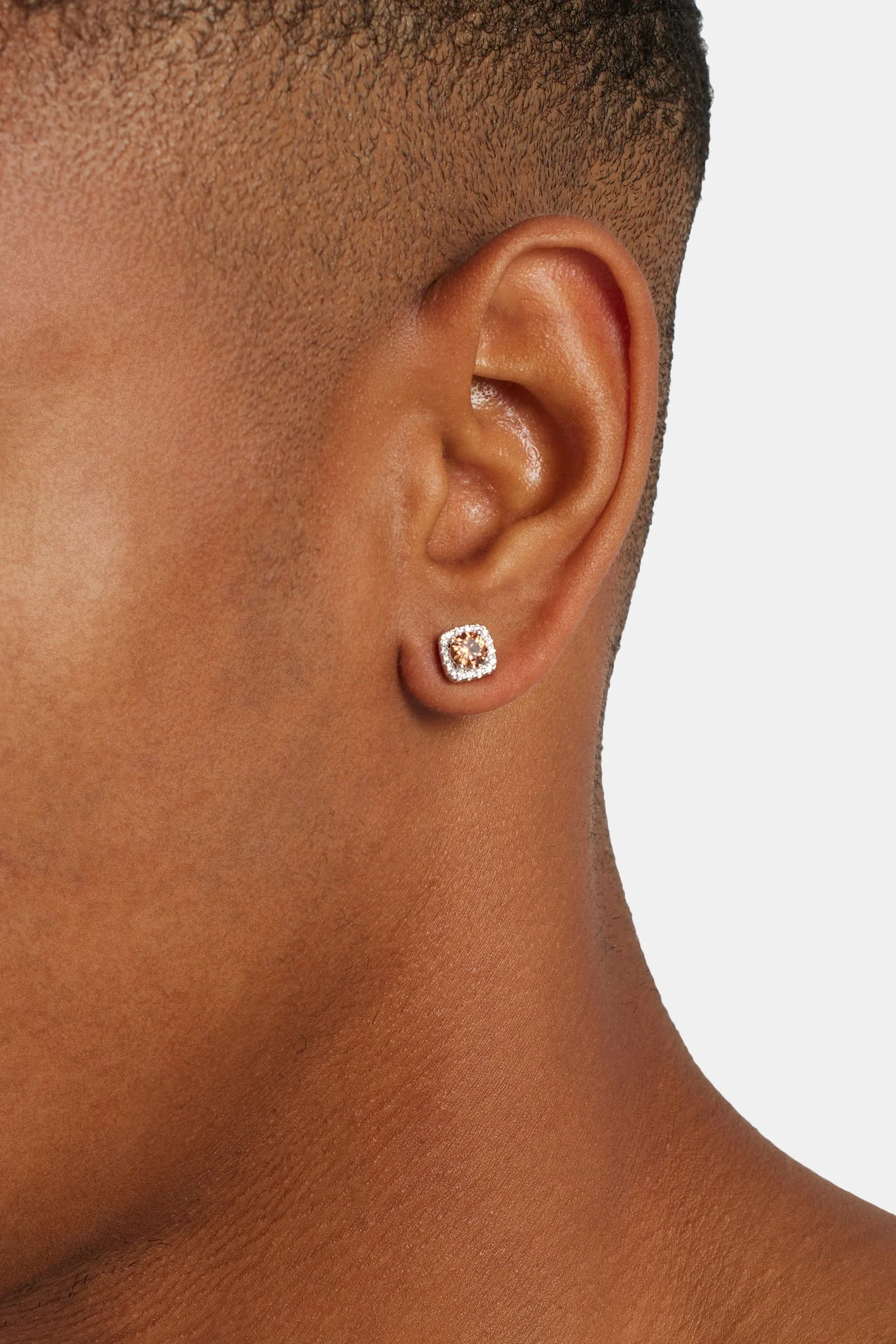7mm Iced Brown Cluster Stud Earrings - Image 2