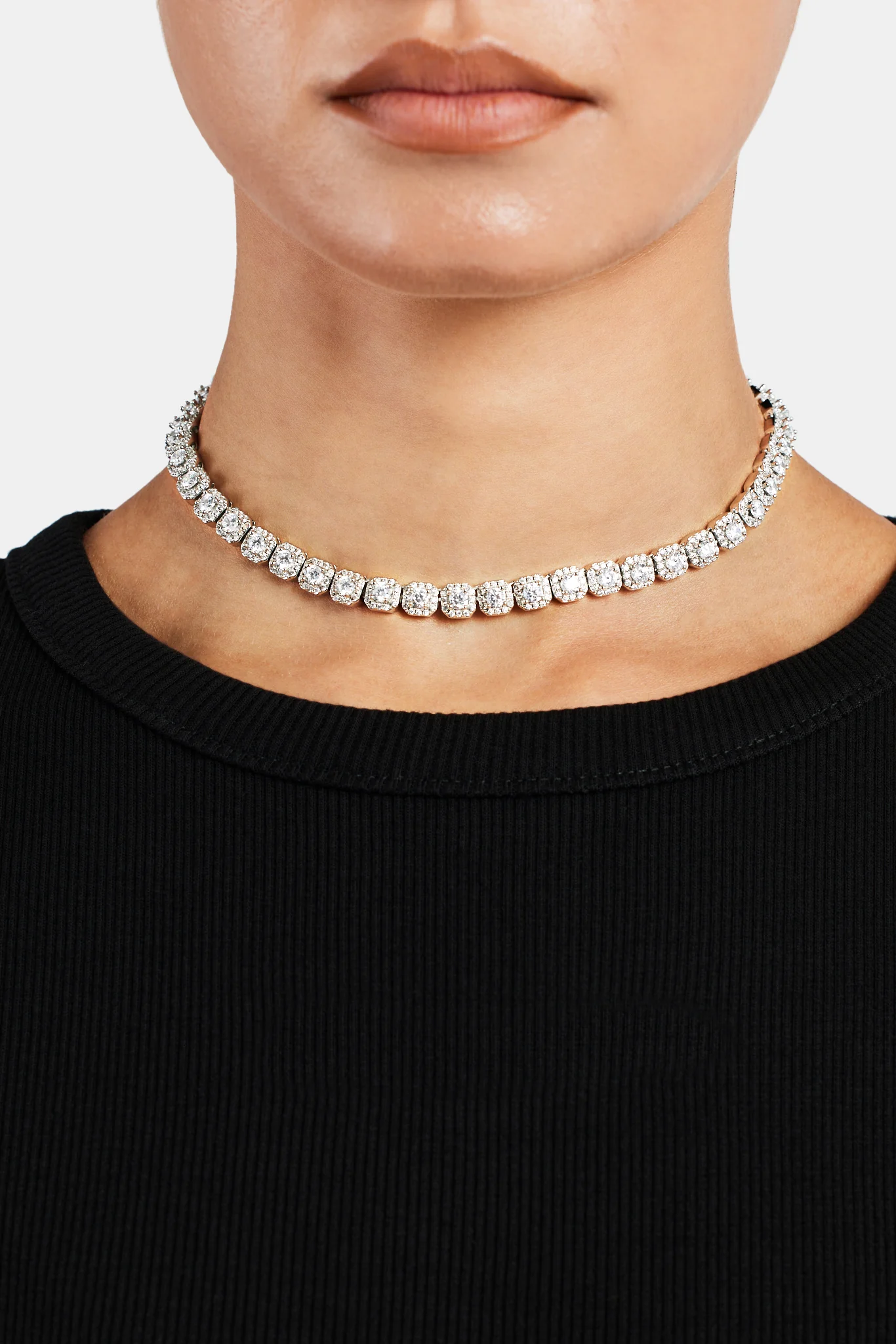 7mm Iced Clustered Tennis Chain Choker - Image 2