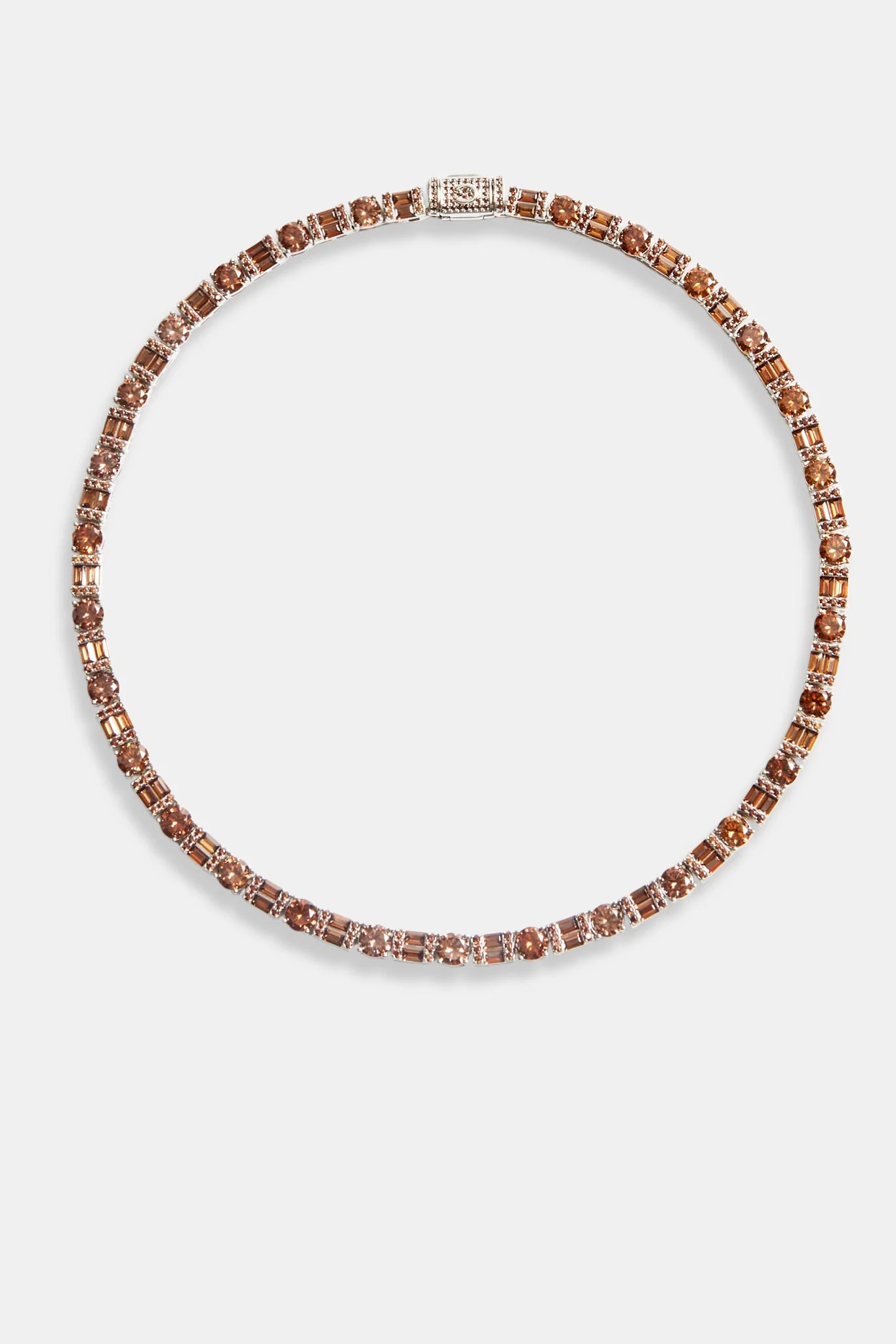 7mm Iced CZ Chocolate Round & Rectangle Mix Tennis Chain - Image 5