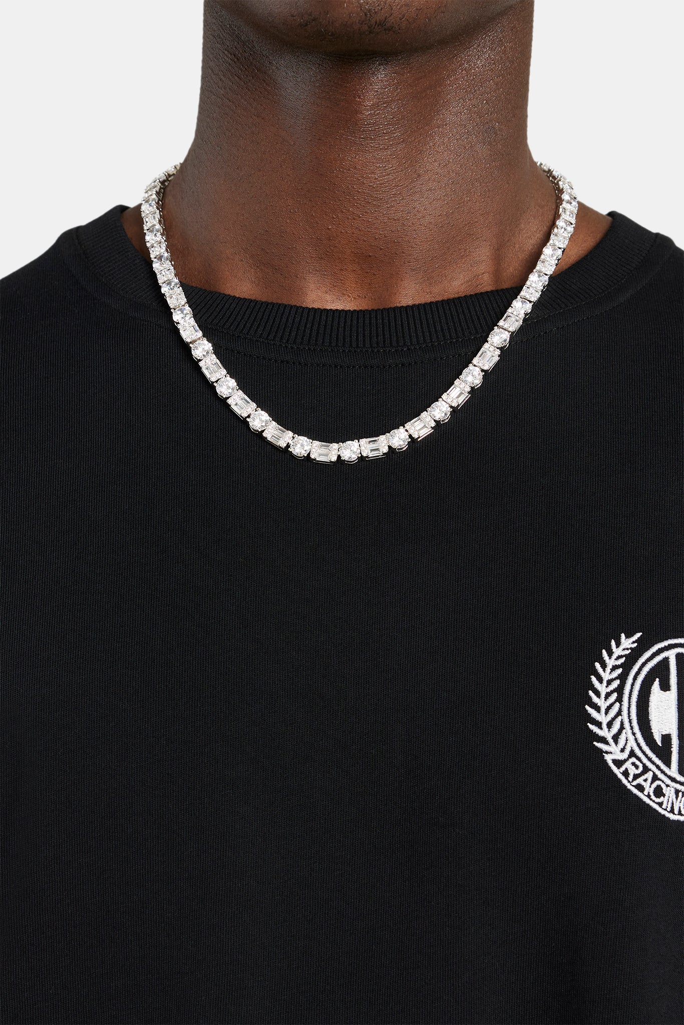 7mm Iced CZ Round & Rectangle Mix Tennis Chain - Image 2