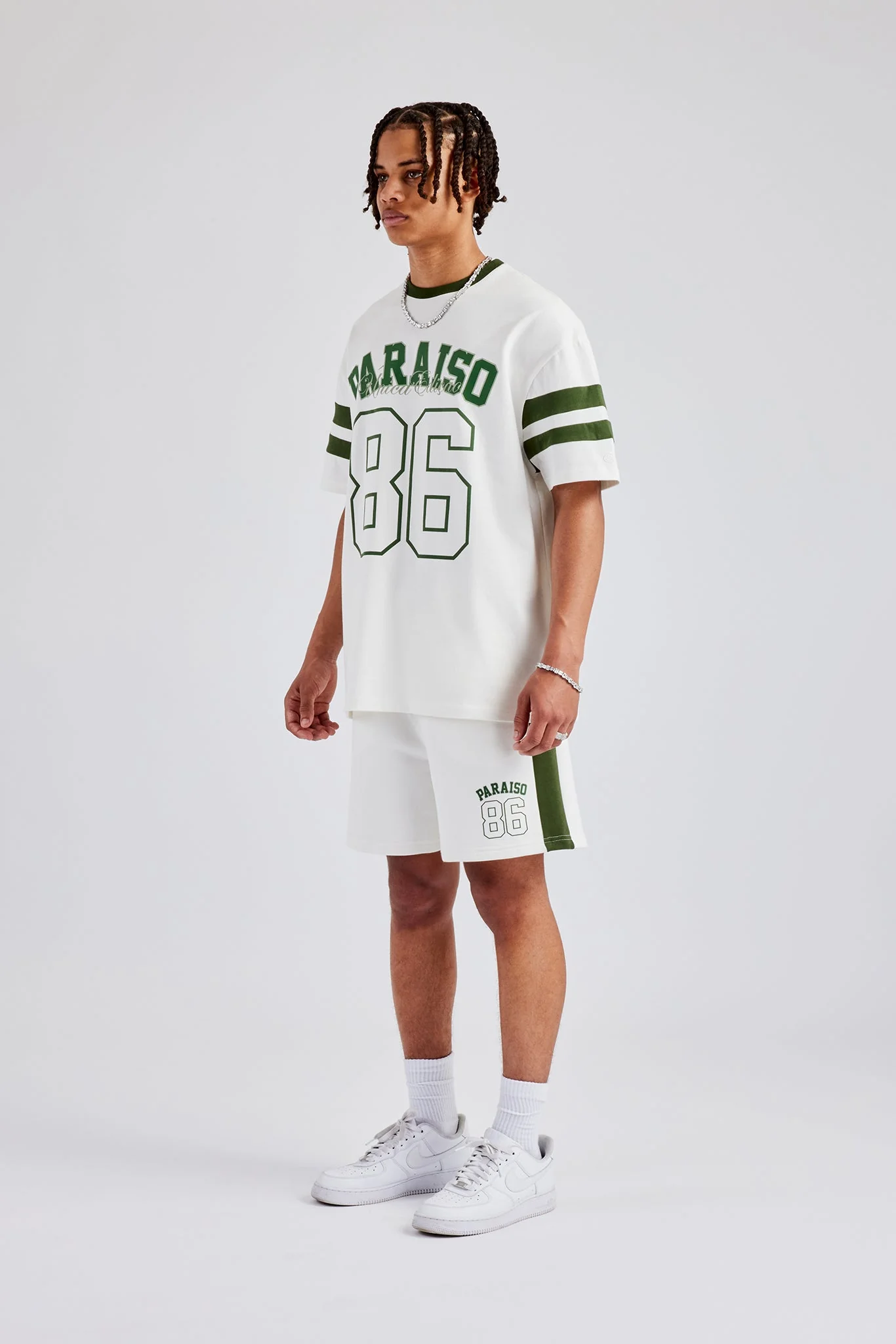 86 Varsity Skater T-Shirt & Short Set - Off White - Image 3