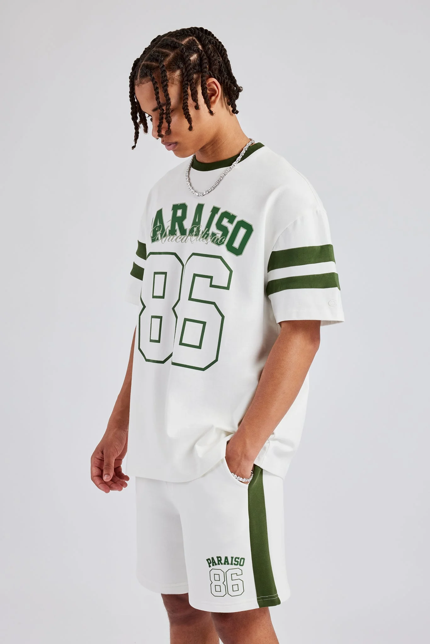 86 Varsity Skater T-Shirt & Short Set - Off White - Image 5