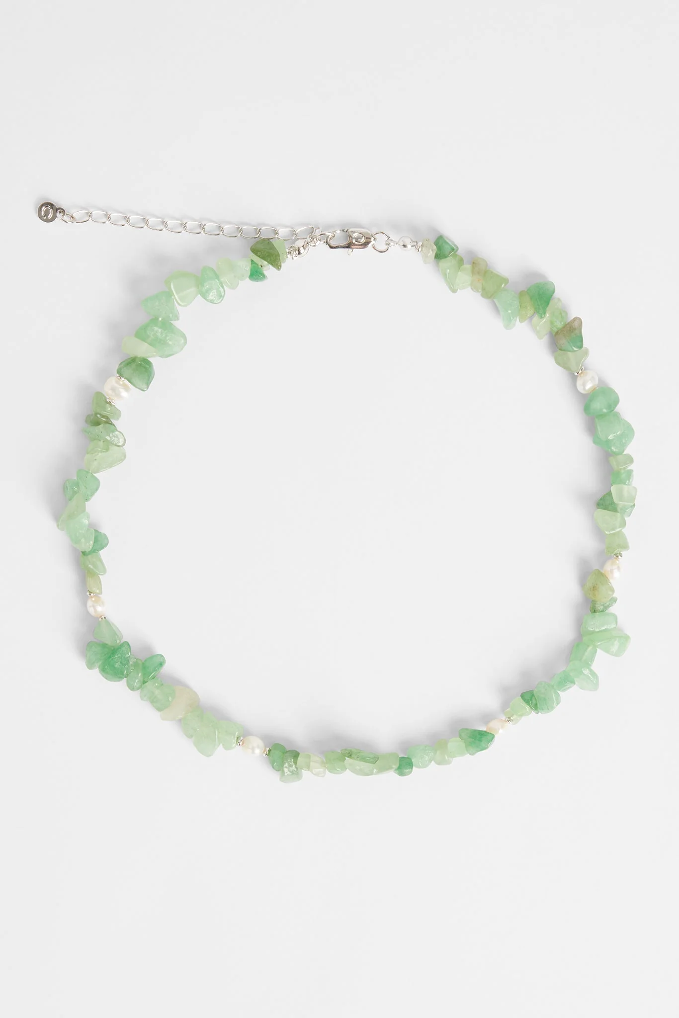 8mm Aqua Organic Bead & Freshwater Pearl Necklace - Image 2