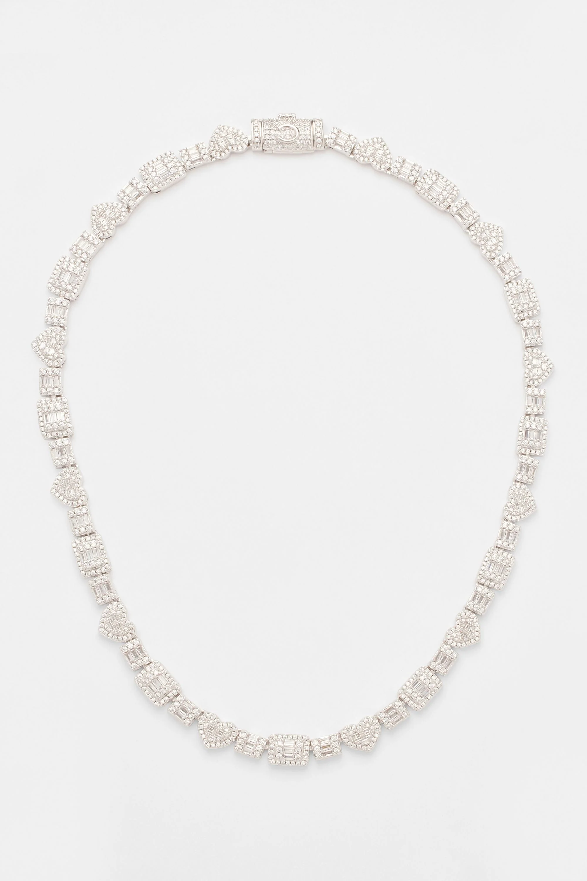 8mm Baguette & Iced Heart Tennis Chain
