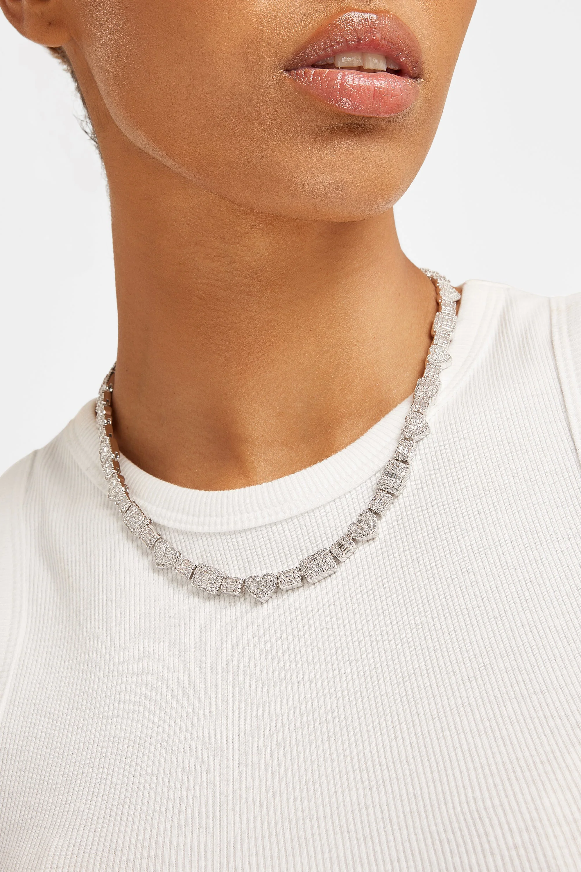 8mm Baguette & Iced Heart Tennis Chain - Image 2