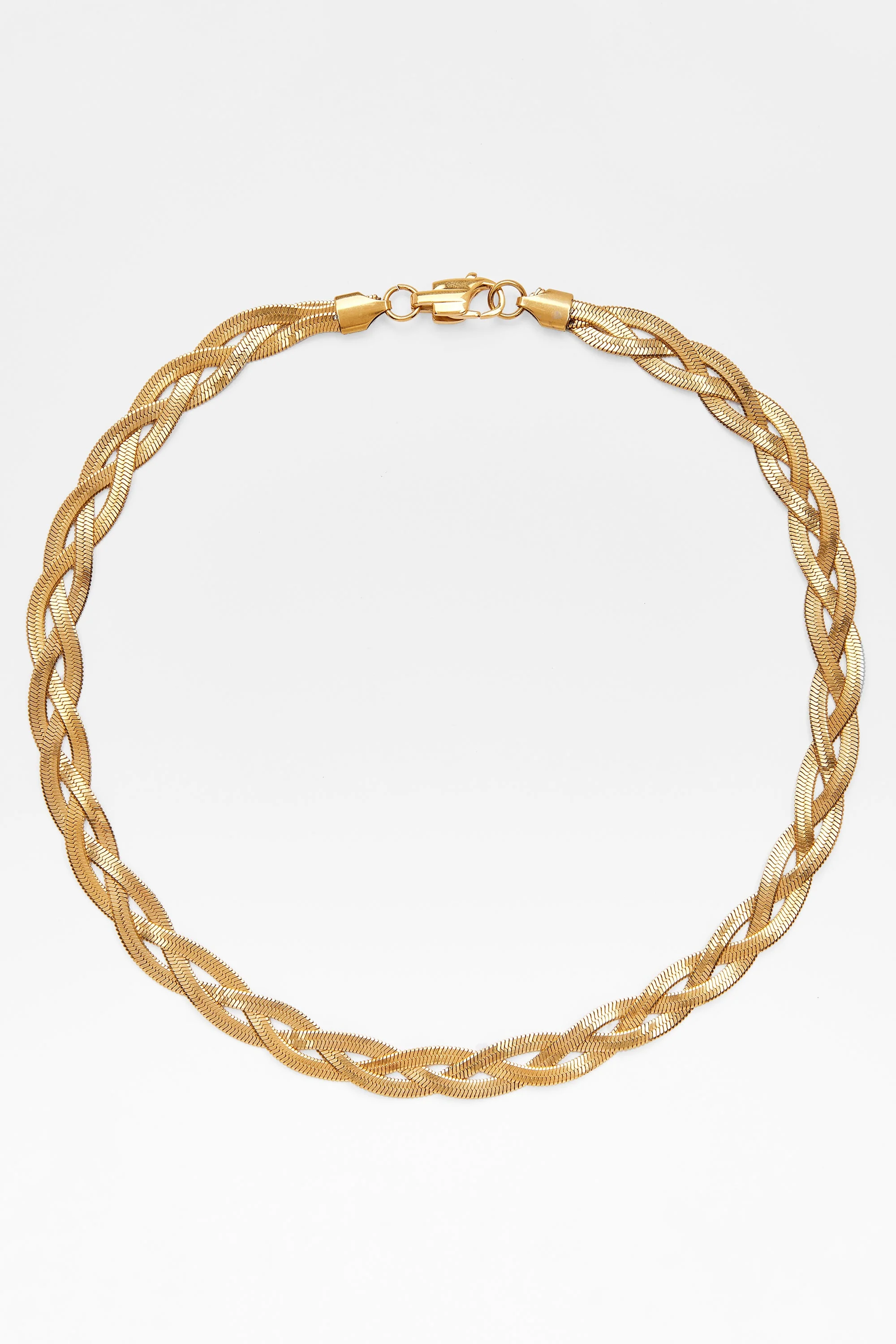 8mm Flat Plait Snake Chain - Gold - Image 3