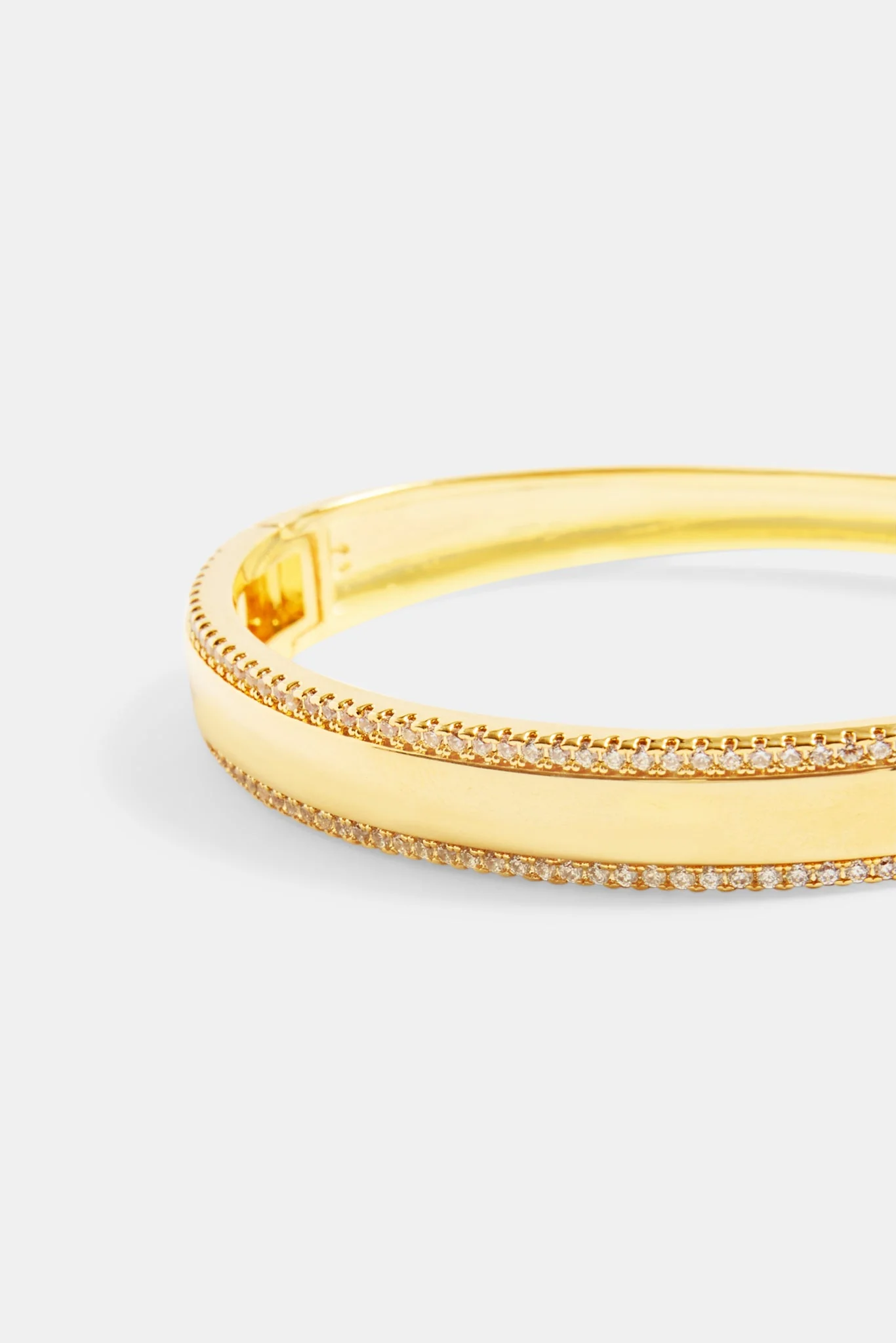 8mm Gold Plated Polished & Iced CZ Pave Bangle - Image 3