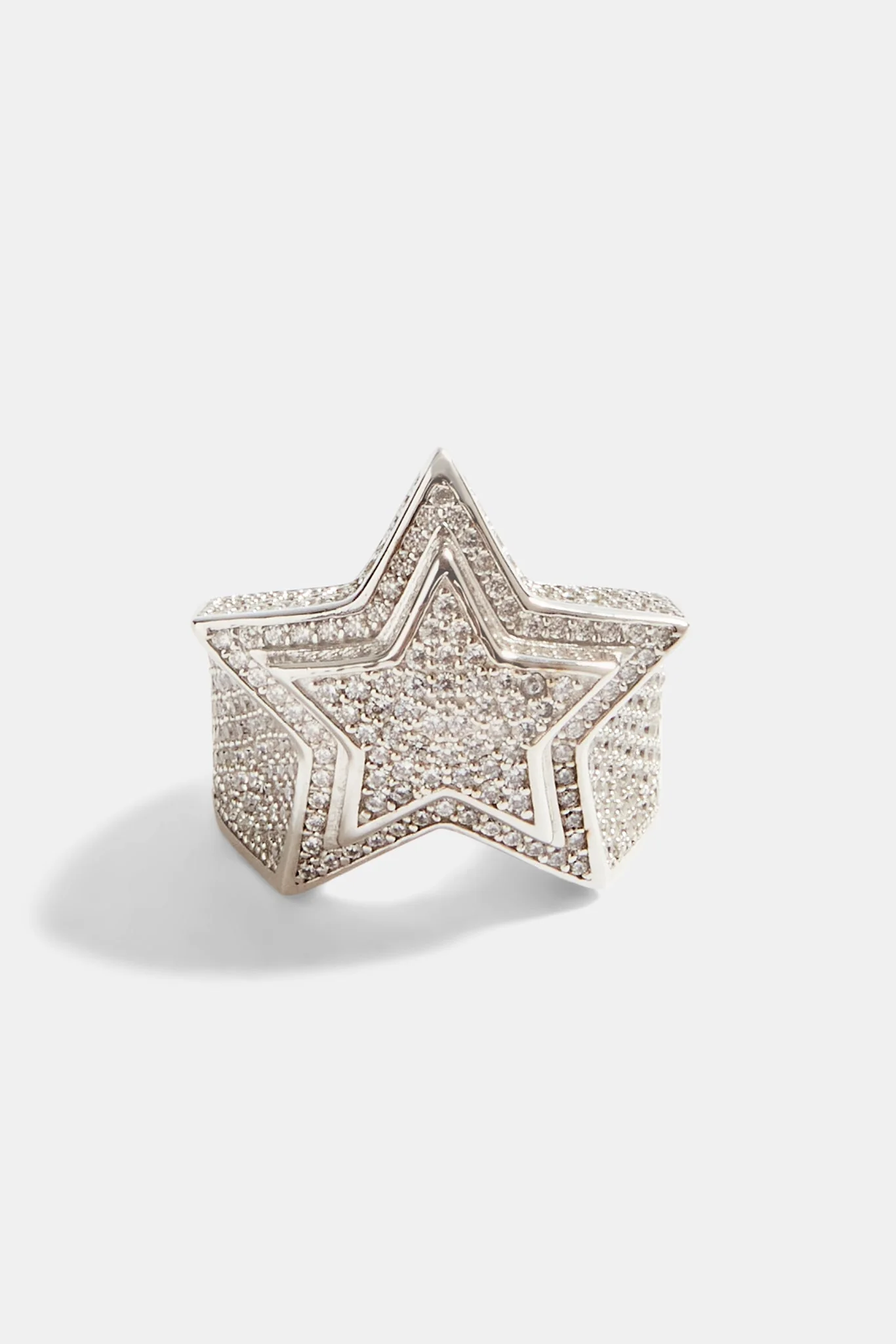 925 22mm Iced CZ Star Signet Ring - Image 3