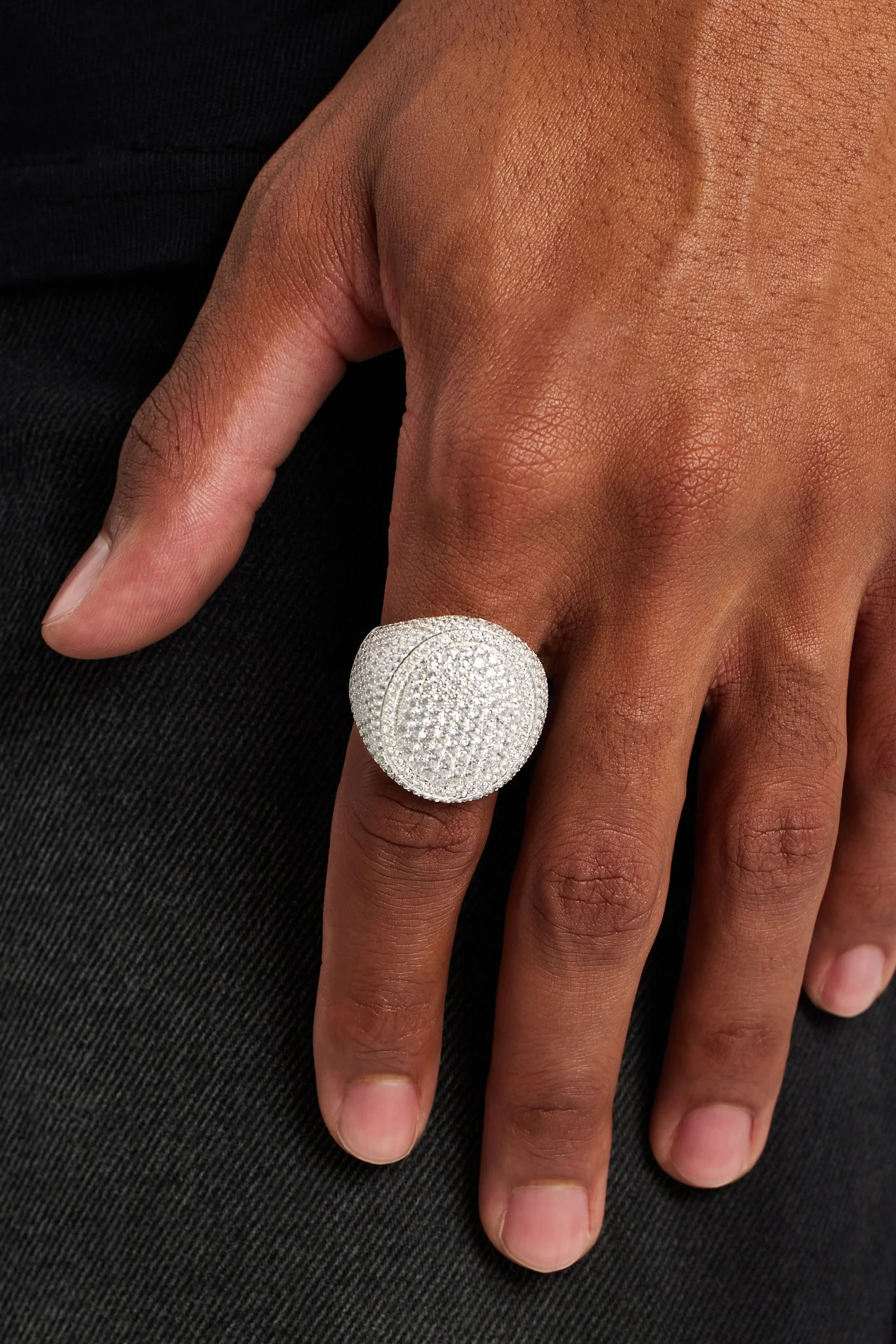 925 25mm CZ Pave Oval Signet Ring - Image 2