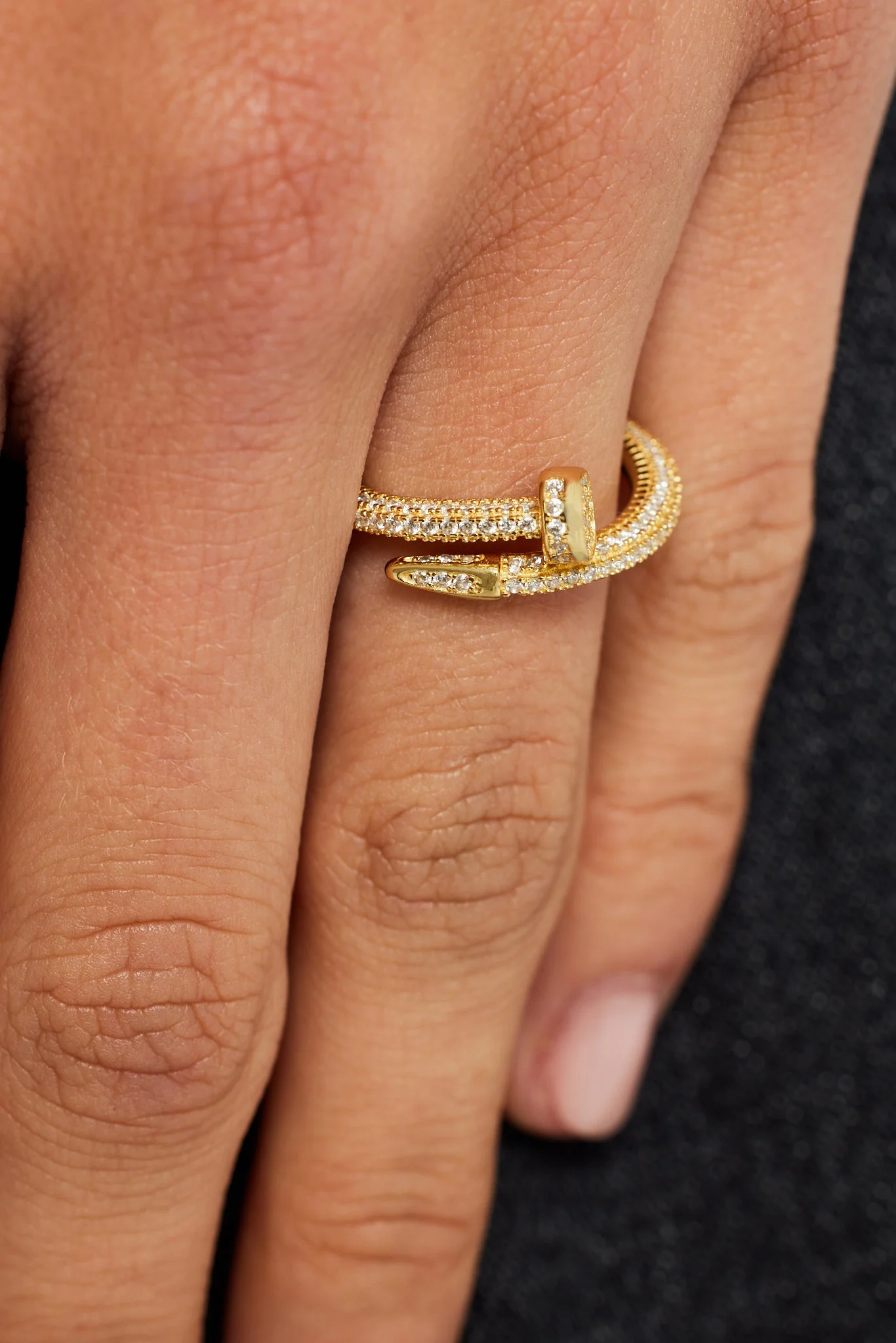 925 3mm Gold Plated CZ Pave Ring - Image 2