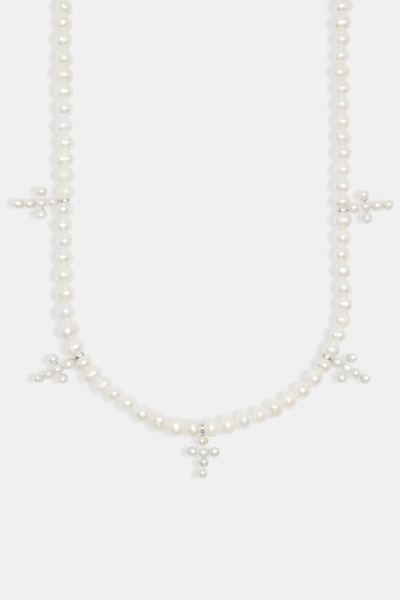925 6mm Freshwater Pearl Cross Necklace - Image 2