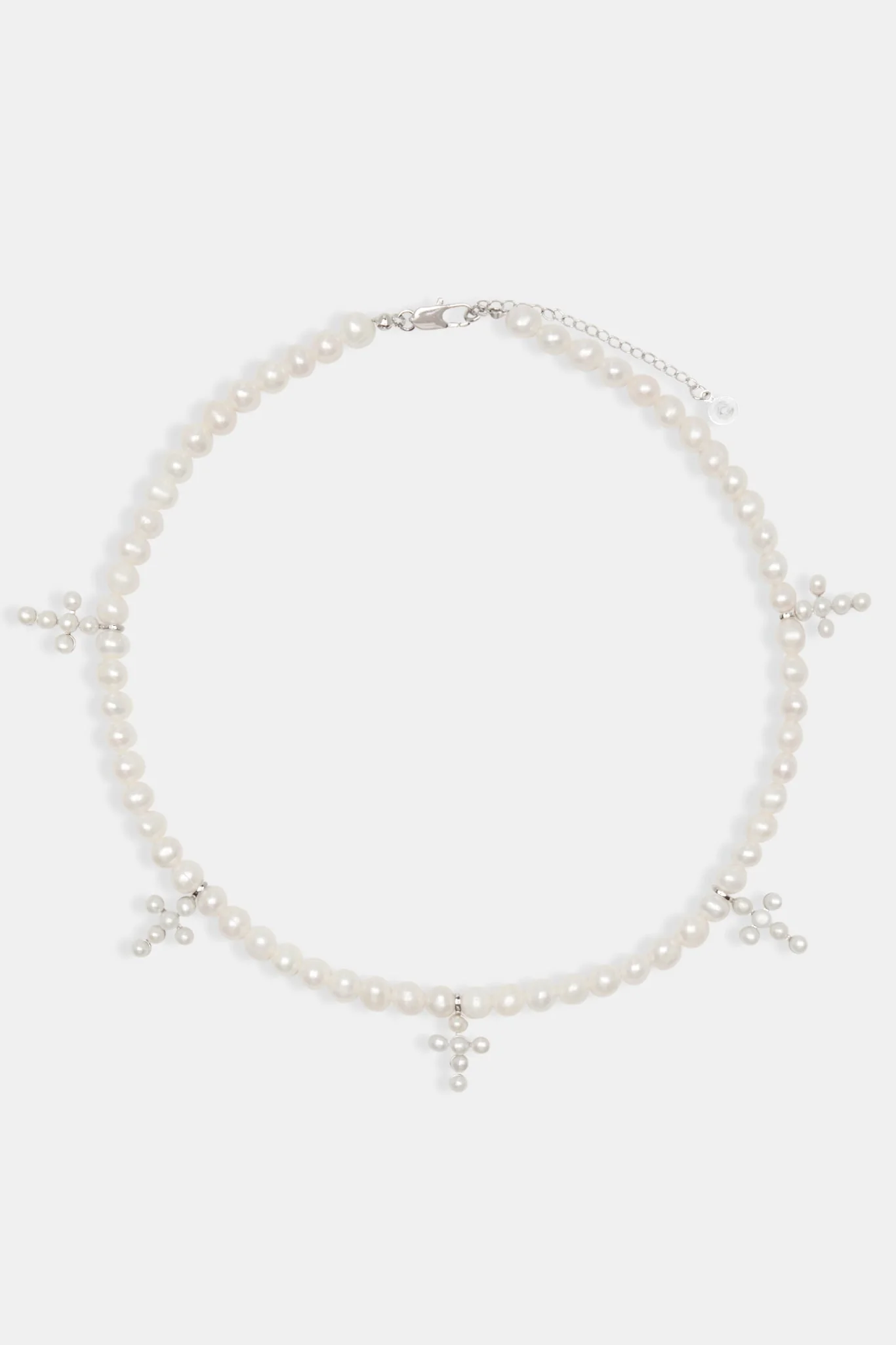 925 6mm Freshwater Pearl Cross Necklace - Image 3
