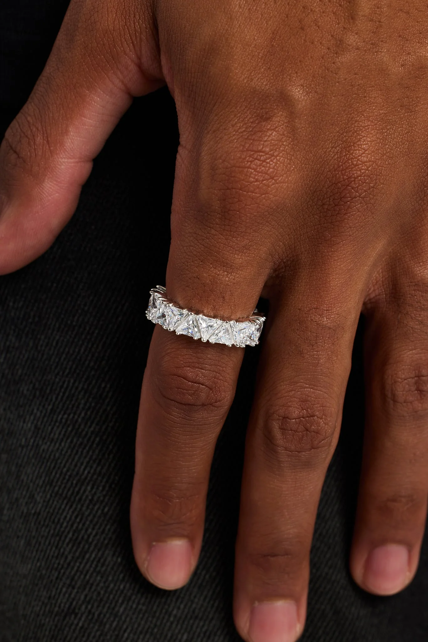 925 6mm Triangle CZ Tennis Ring - Image 2
