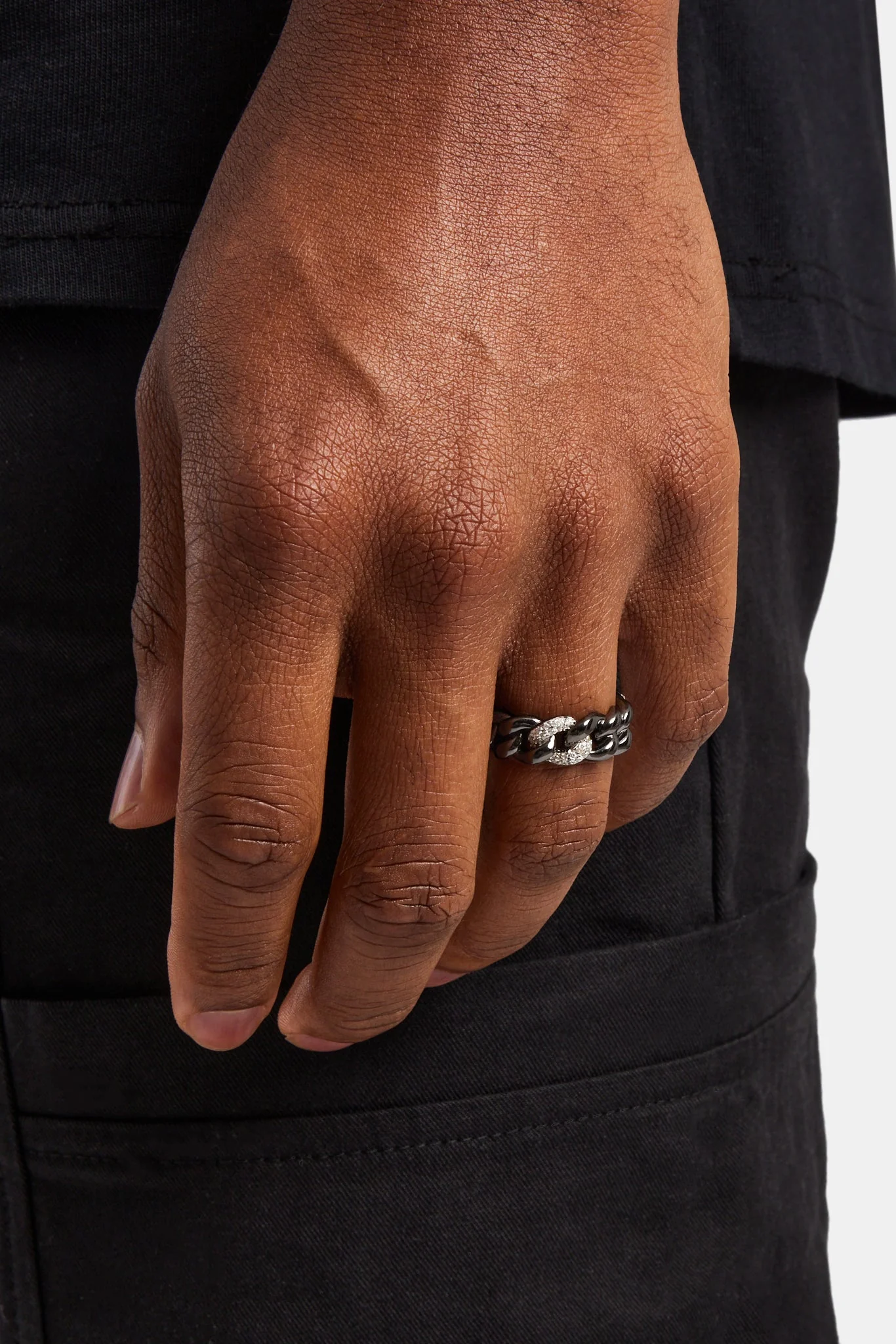 925 Cuban Polished & CZ Iced Ring - Image 2