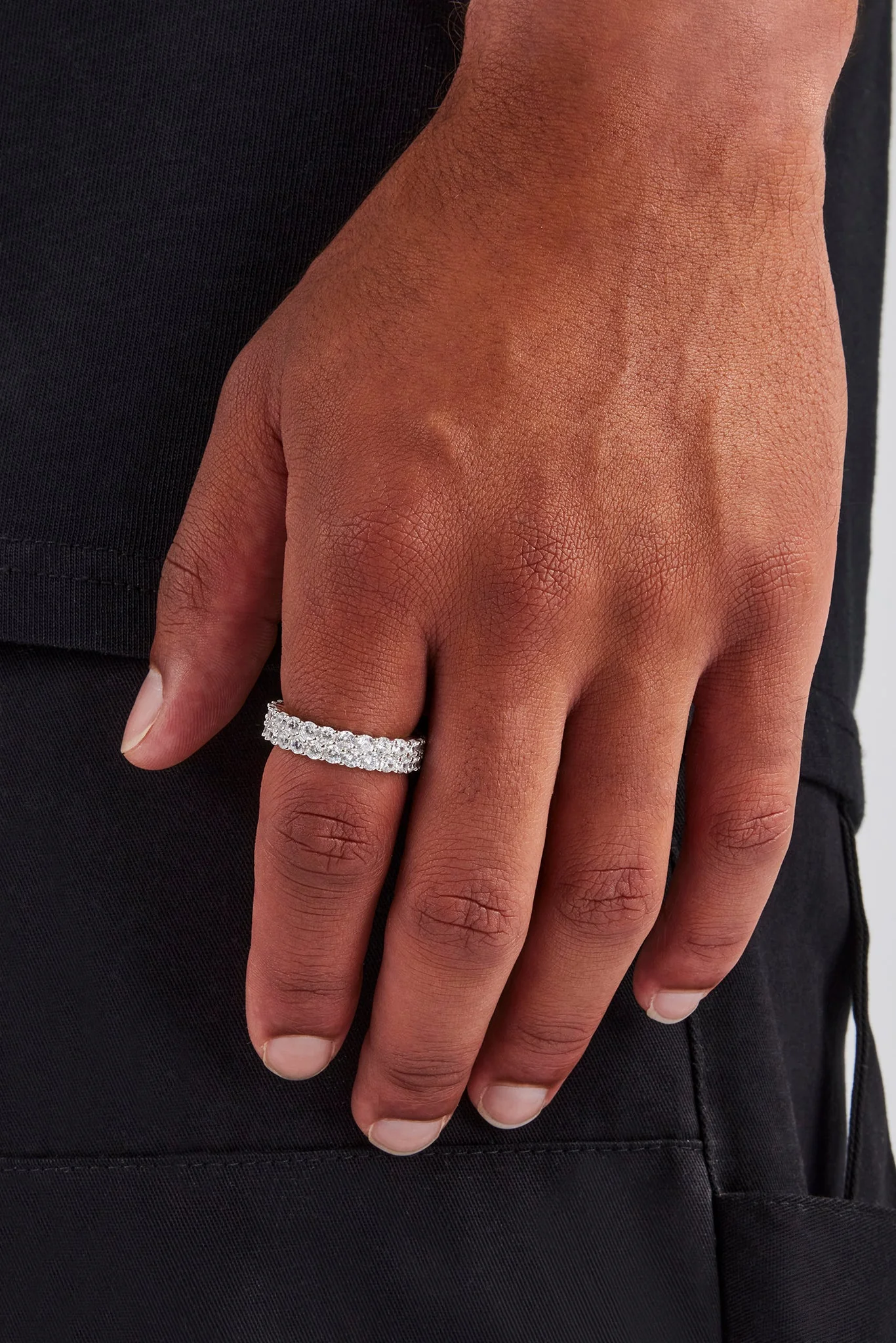 925 Double Row Ring - White - 5mm - Image 2