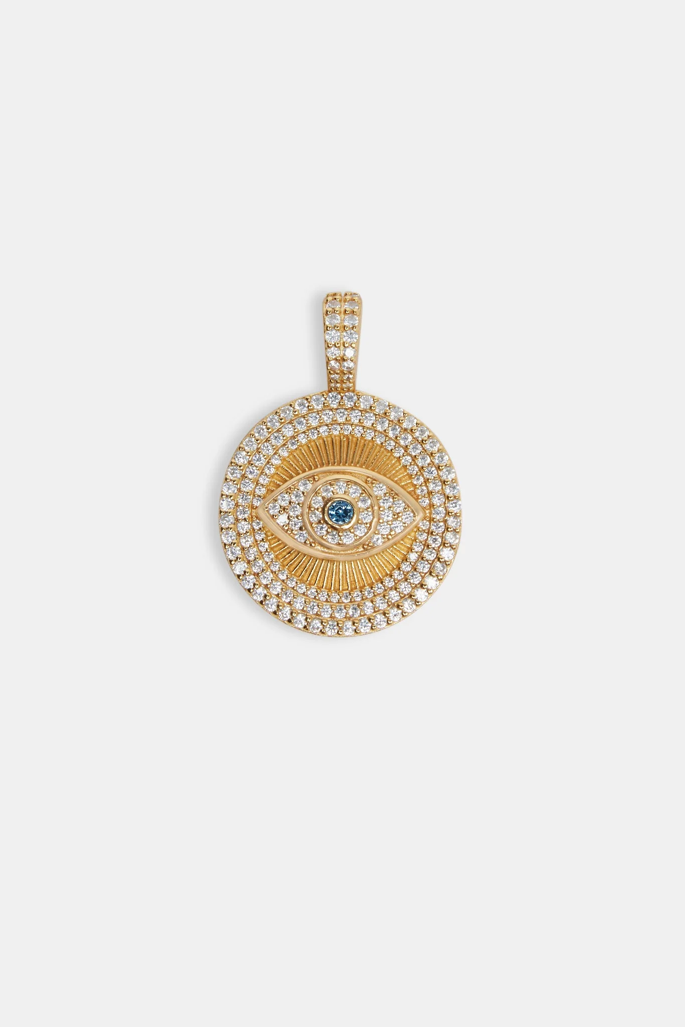 925 Sterling Silver Iced Eye Pendant - Gold - Image 2