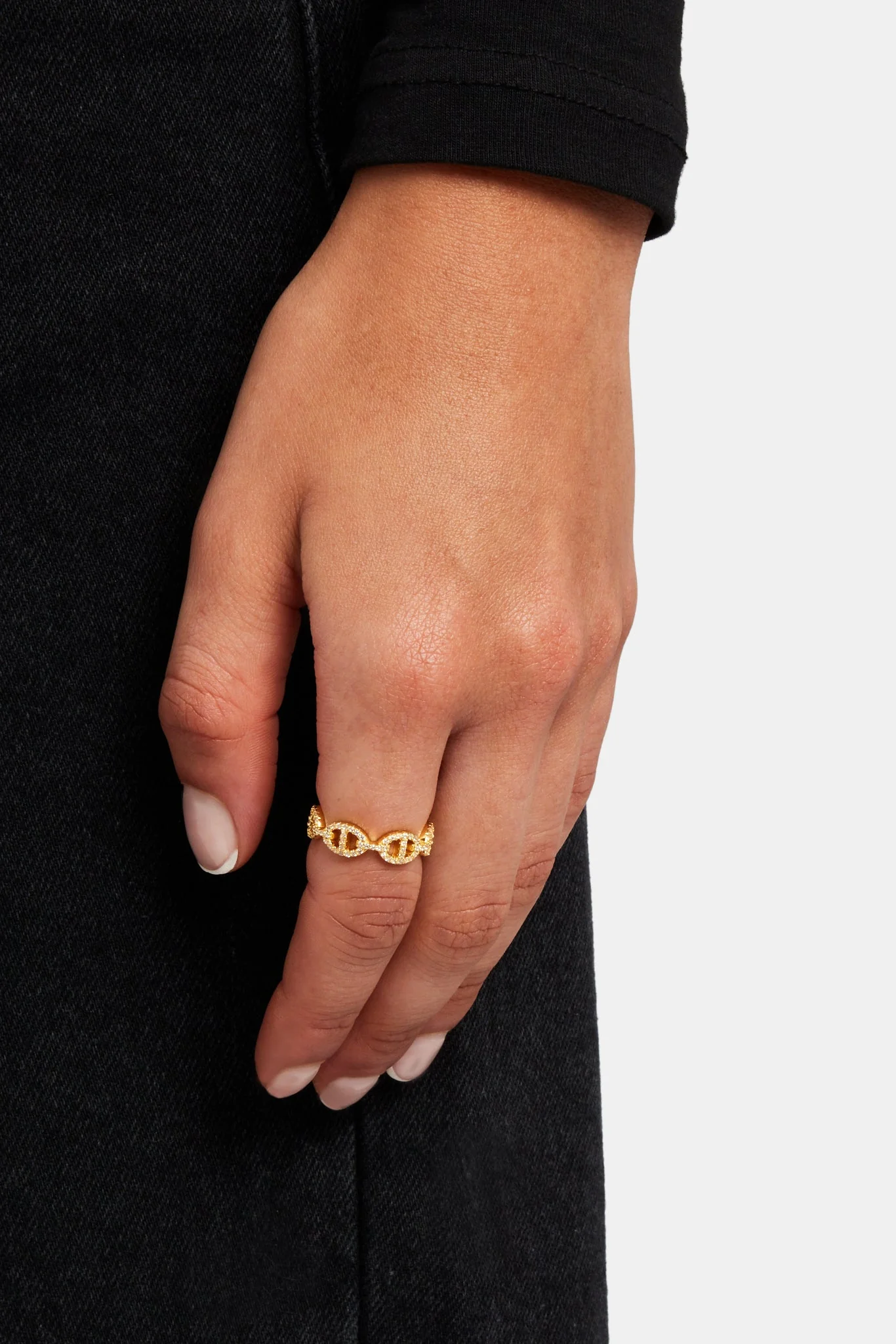 925 Gold Plated Iced Coffee Bean Ring - Image 2